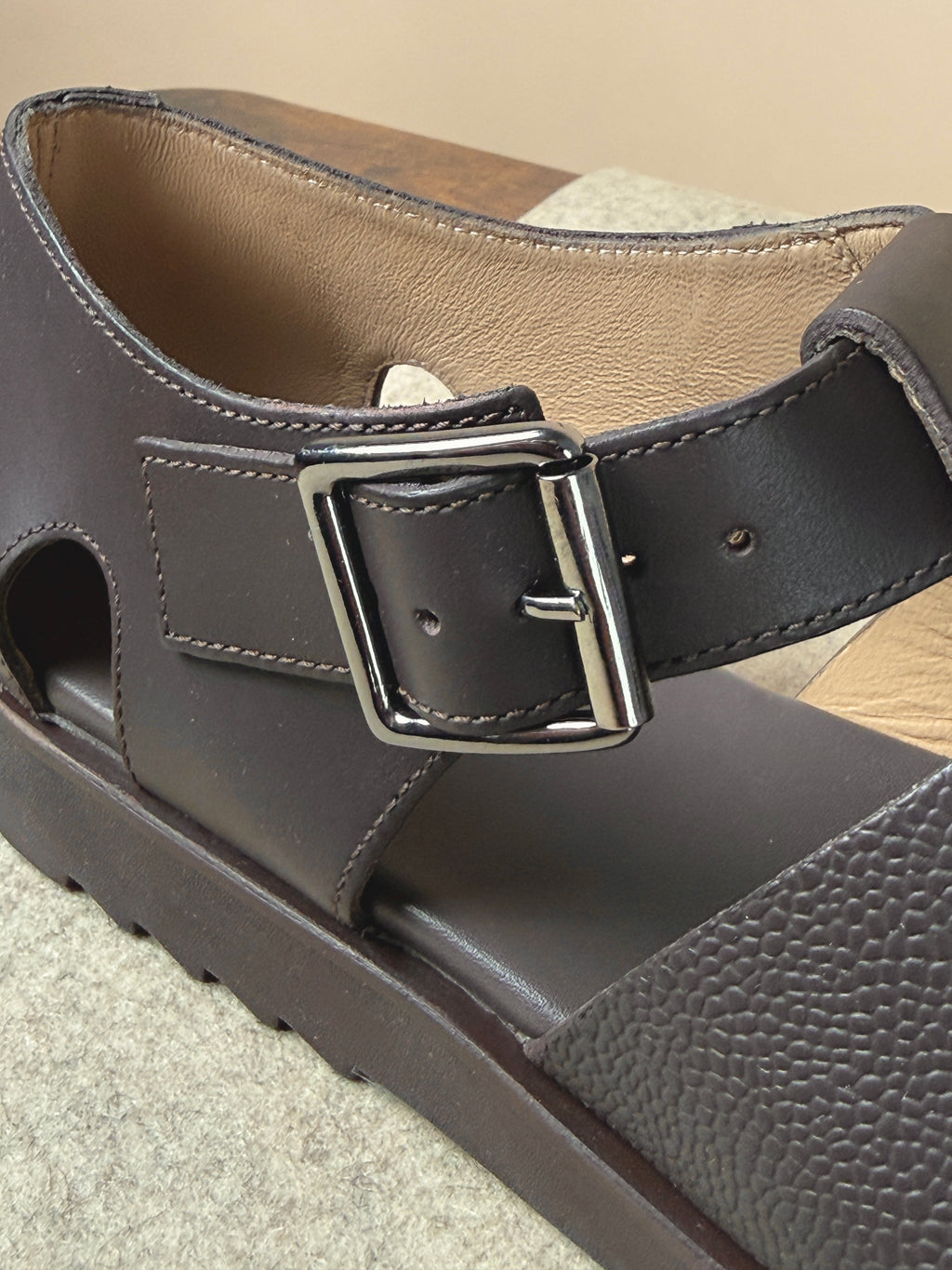 Paraboot Pacific Sandal in Cafe color, stylish footwear with leather straps and sturdy sole, designed for casual comfort.