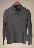 Royal Alpaca Cable Knit Button Collar Sweater - Brown