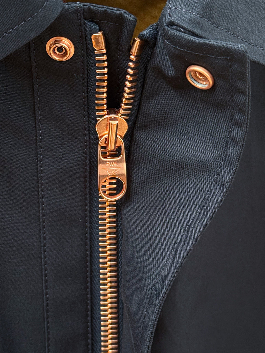 Private White V.C. Jack's Mac Raincoat in Ink, stylish waterproof clothing with a classic design and durable fabric.