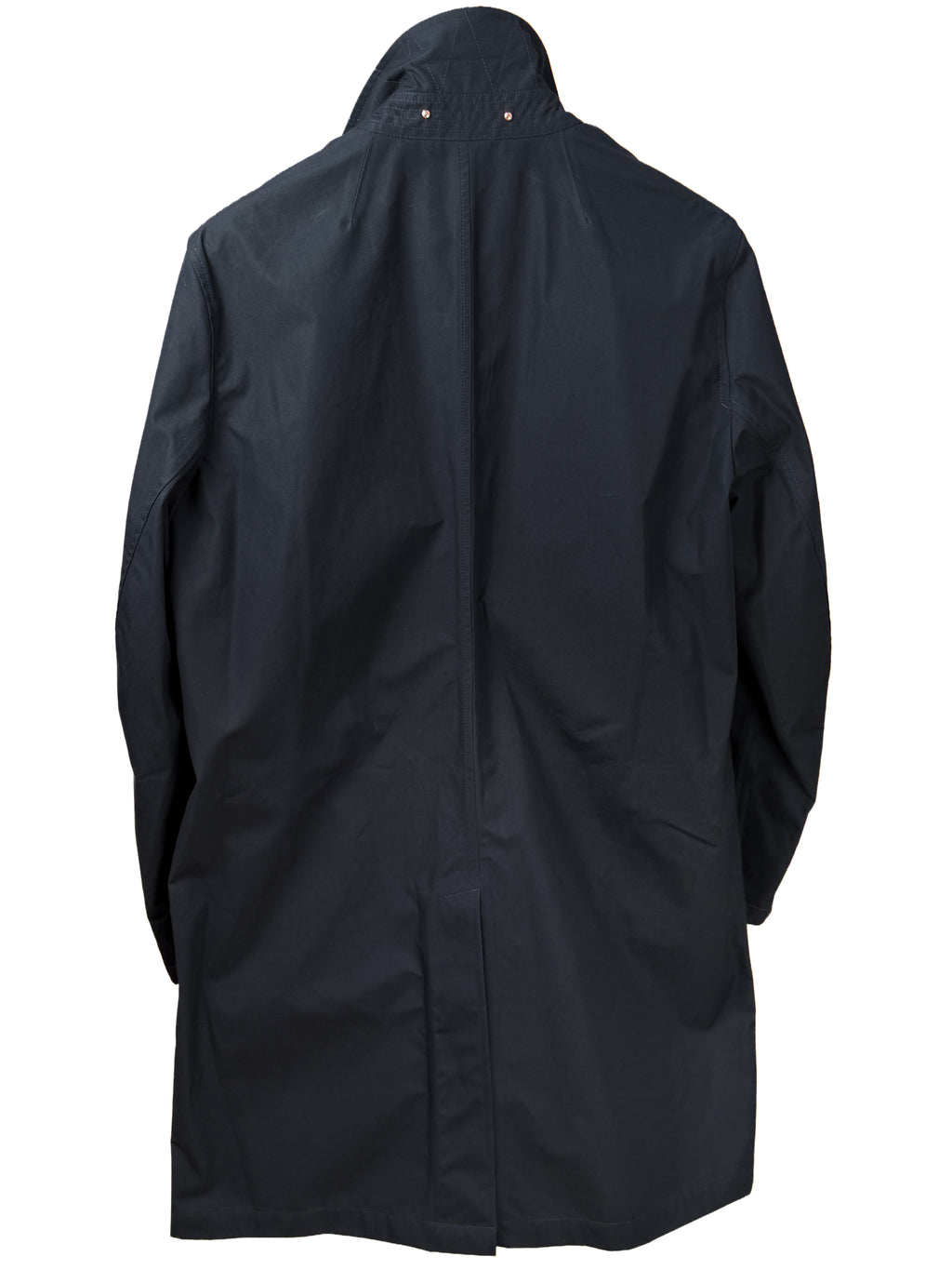 Private White V.C. Jack's Mac Raincoat in ink, stylish waterproof clothing with a classic design and durable fabric.