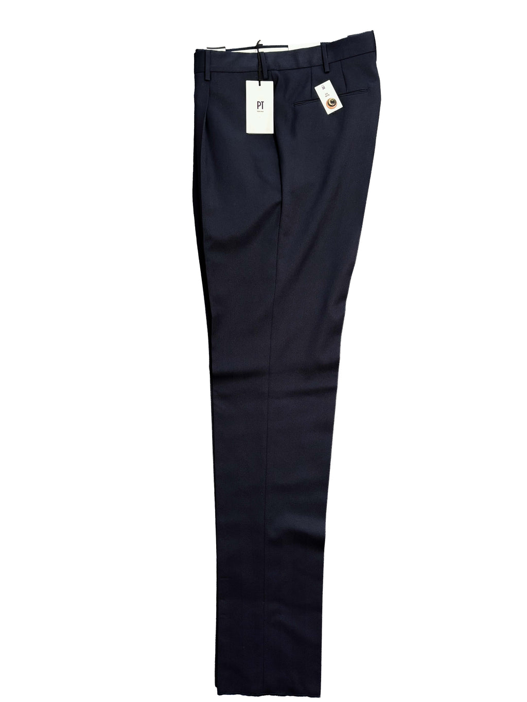 Wool Cashmere Silk Herringbone Trousers - Navy