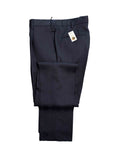 Wool Cashmere Silk Herringbone Trousers - Navy
