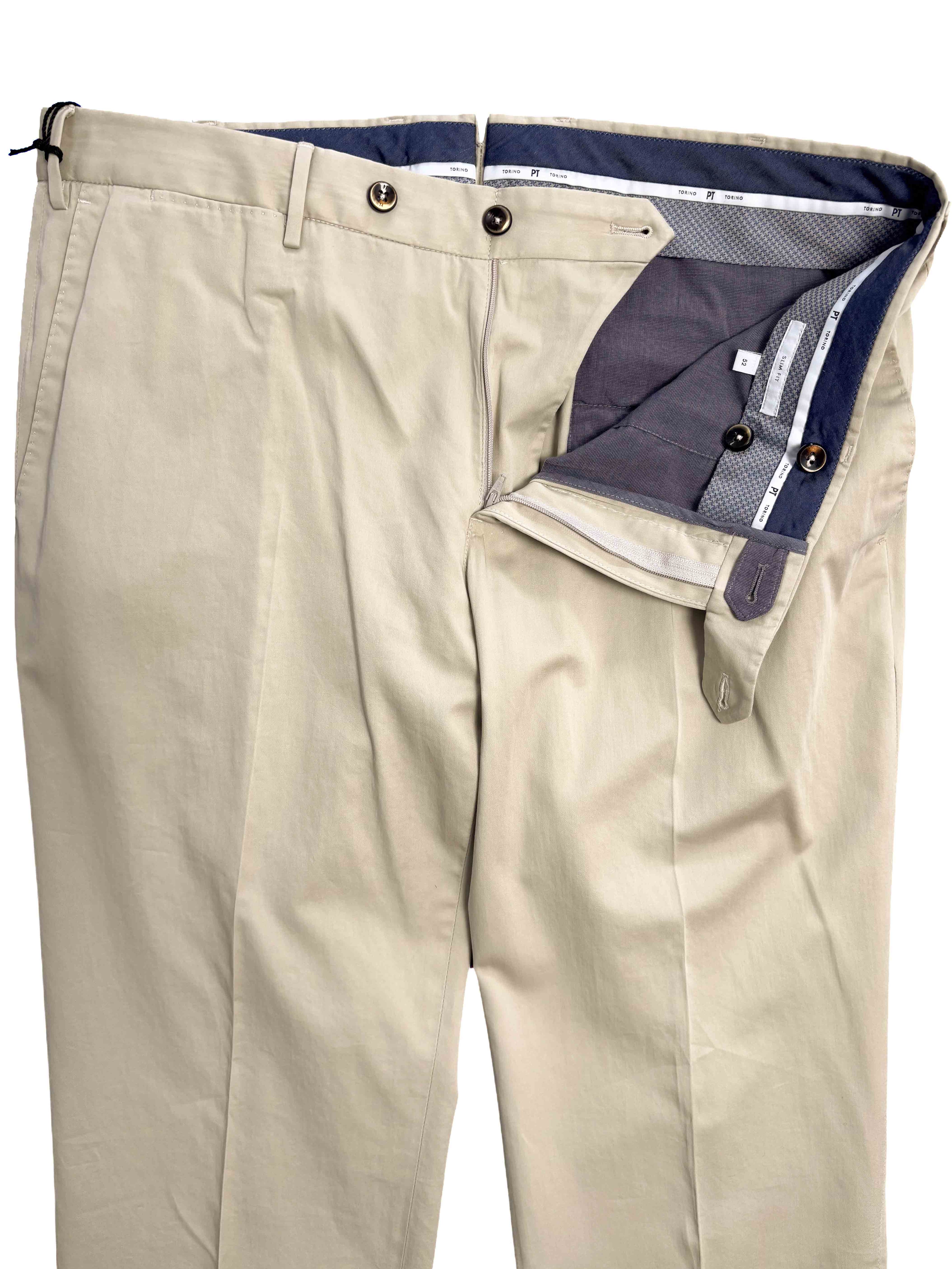 SilkOchino Stretch Cotton Silk Chinos - Sand