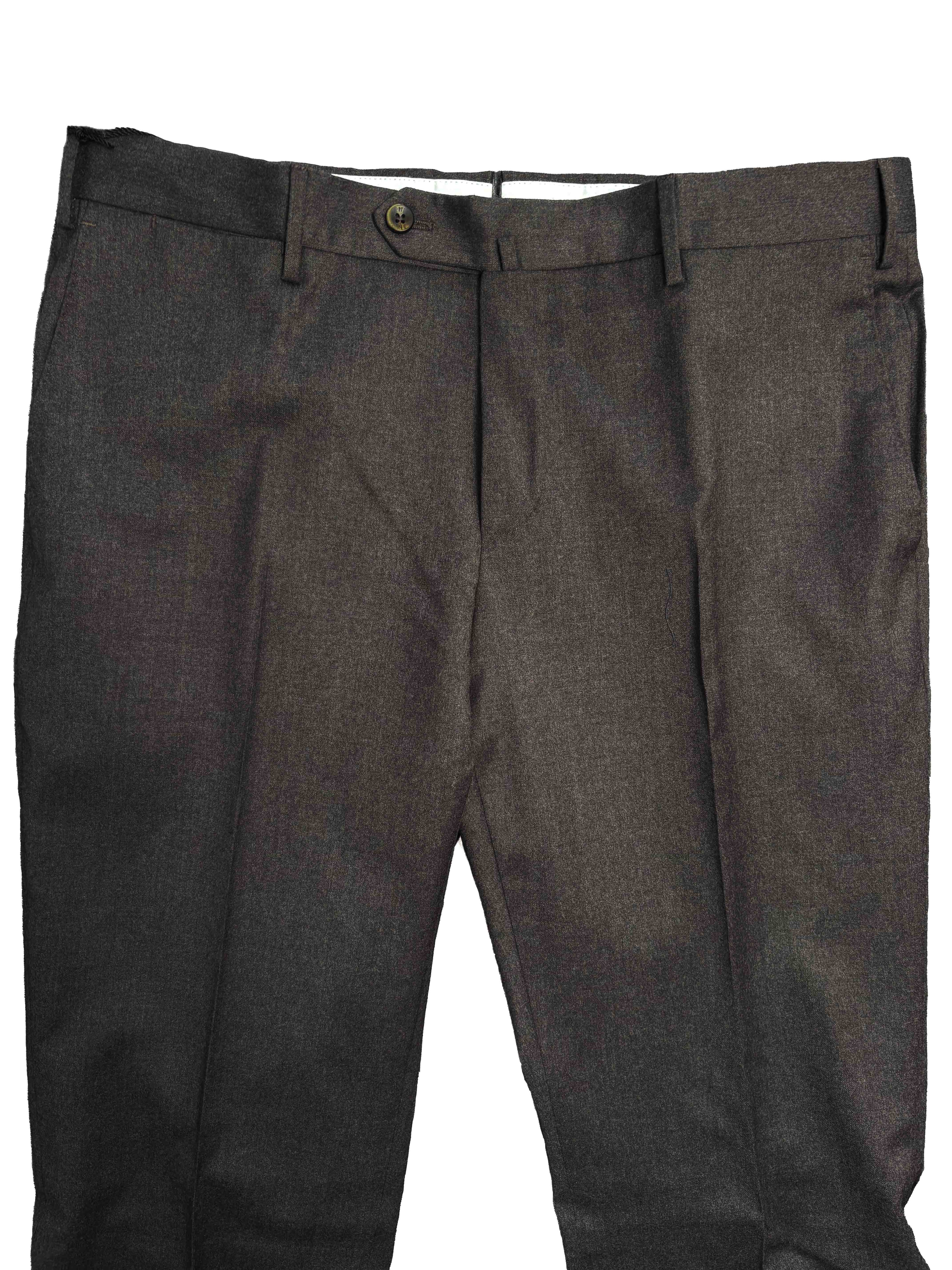 Super 110s Stretch Light Flannel Trousers - Brown