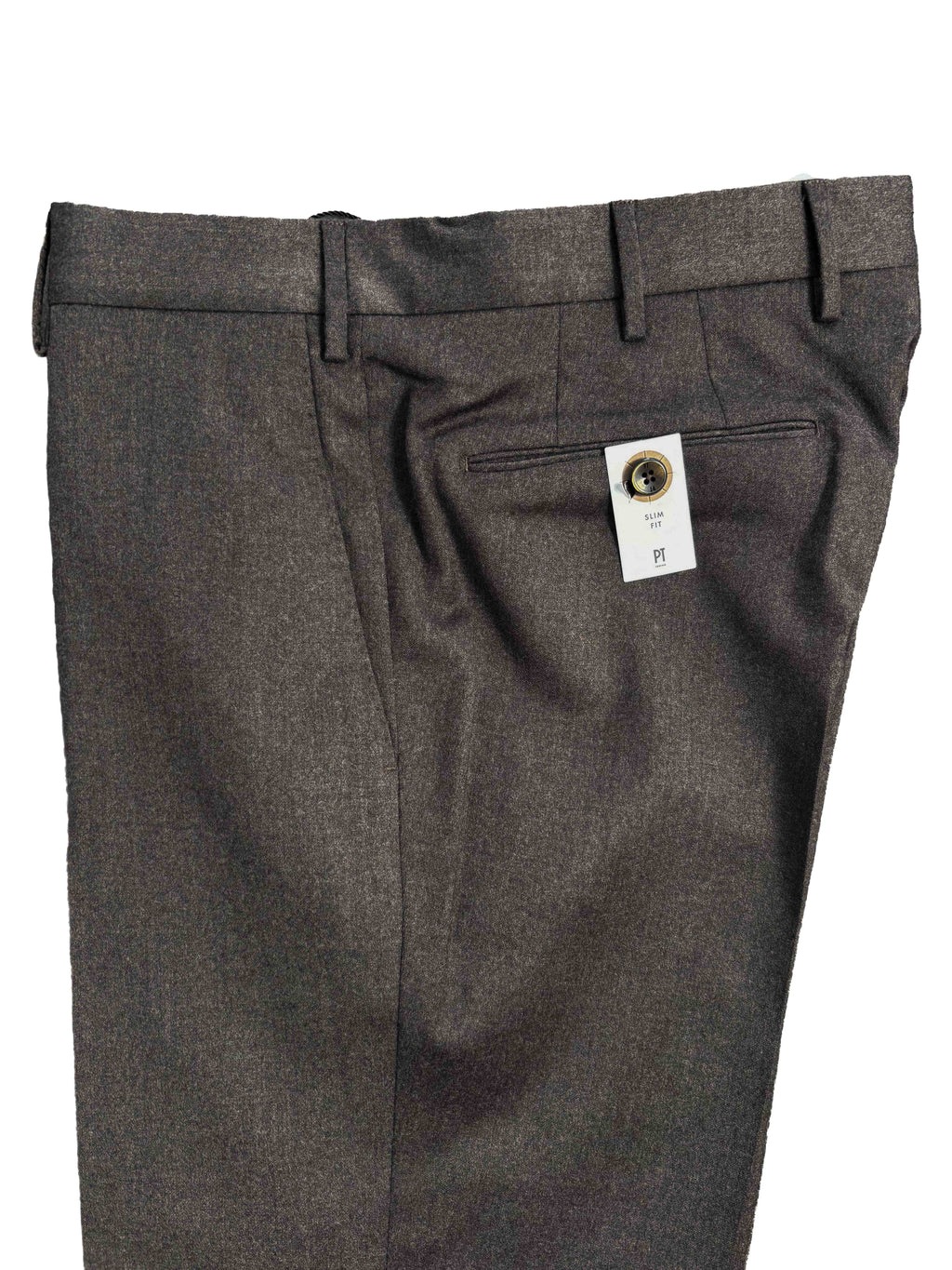 Super 110s Stretch Light Flannel Trousers - Brown