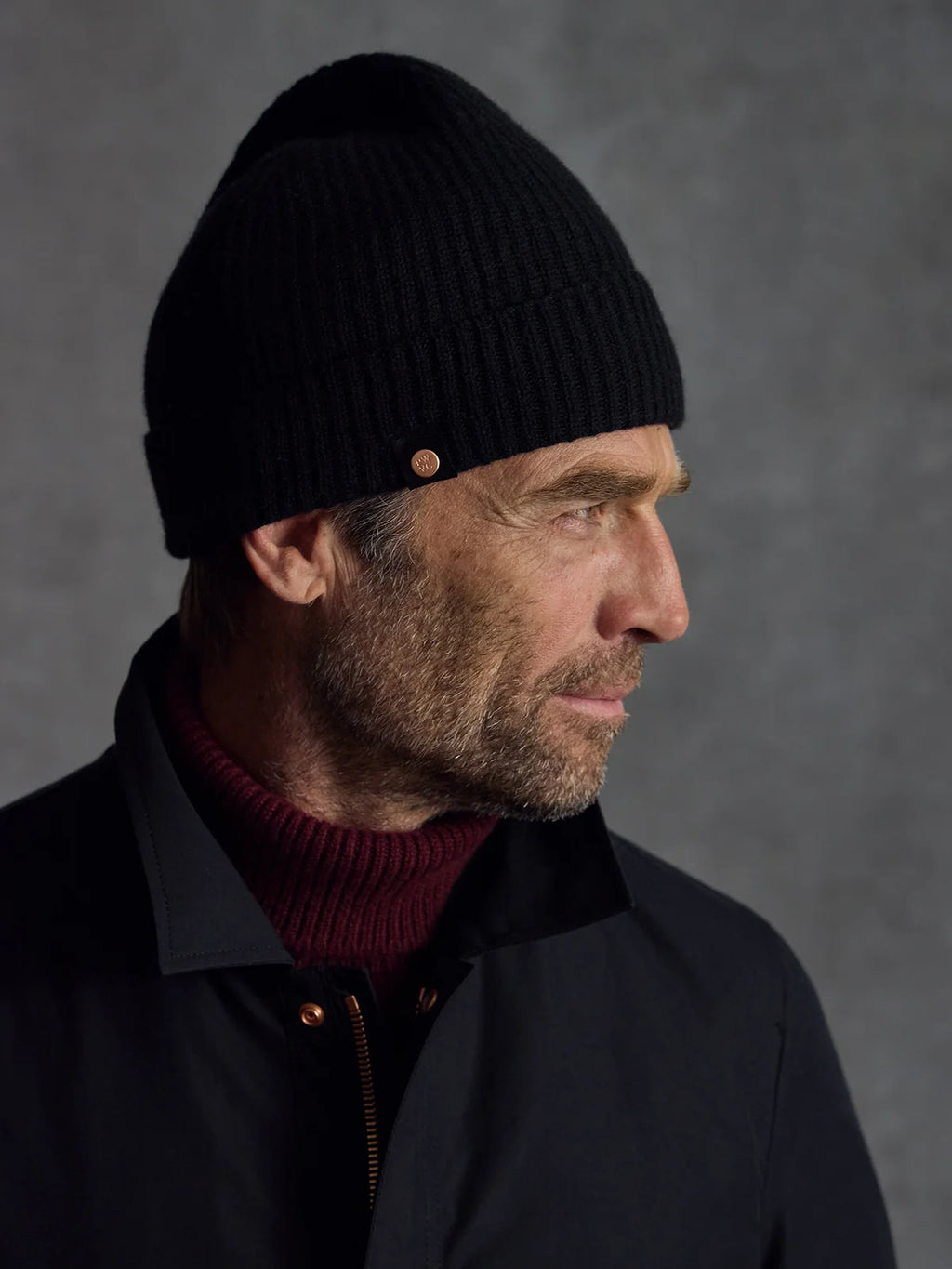 Black Private White V.C. Commando Cashmere Watch Cap, cozy knit winter hat with a snug fit and simple design.