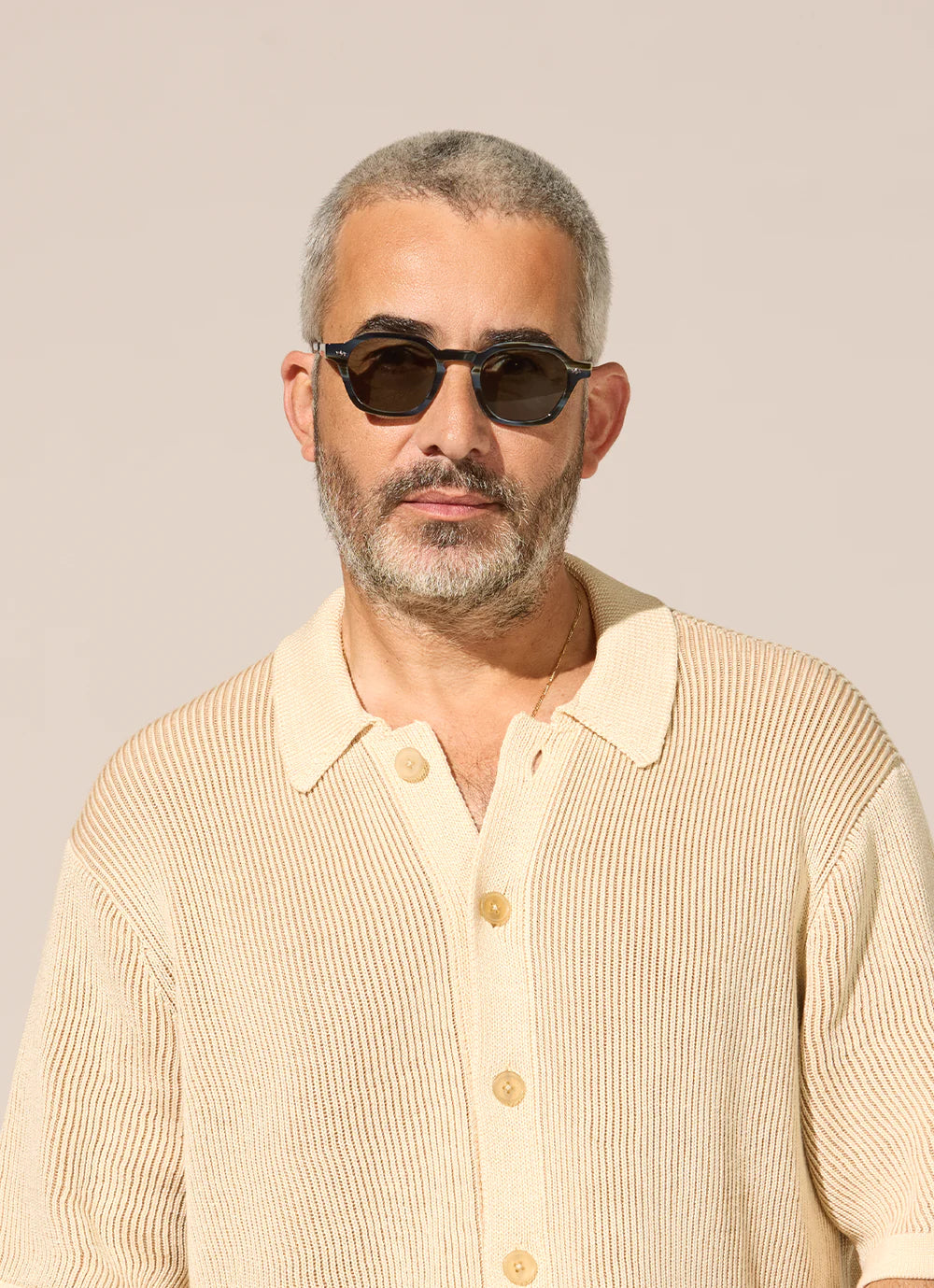 Garrett Leight Mr. Leight Rell S sunglasses with granite gunmetal frame and oxford grey lenses, stylish and durable accessories.