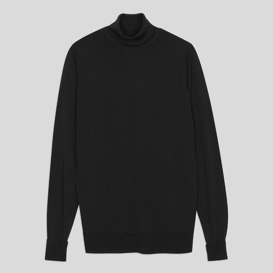 Turtle Neck 30G Merino Sweater - Black