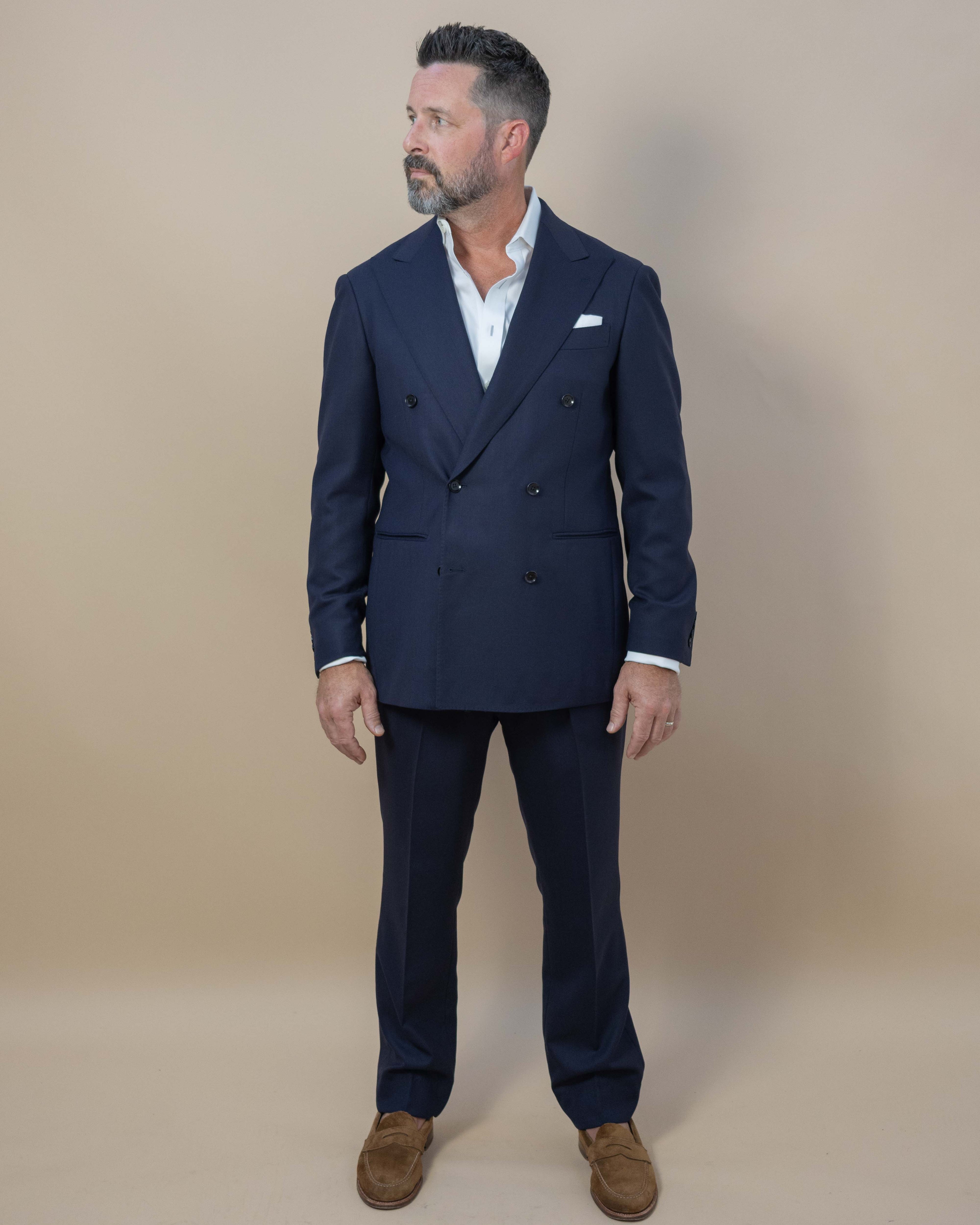 Double Breasted Fresco Suit - Navy