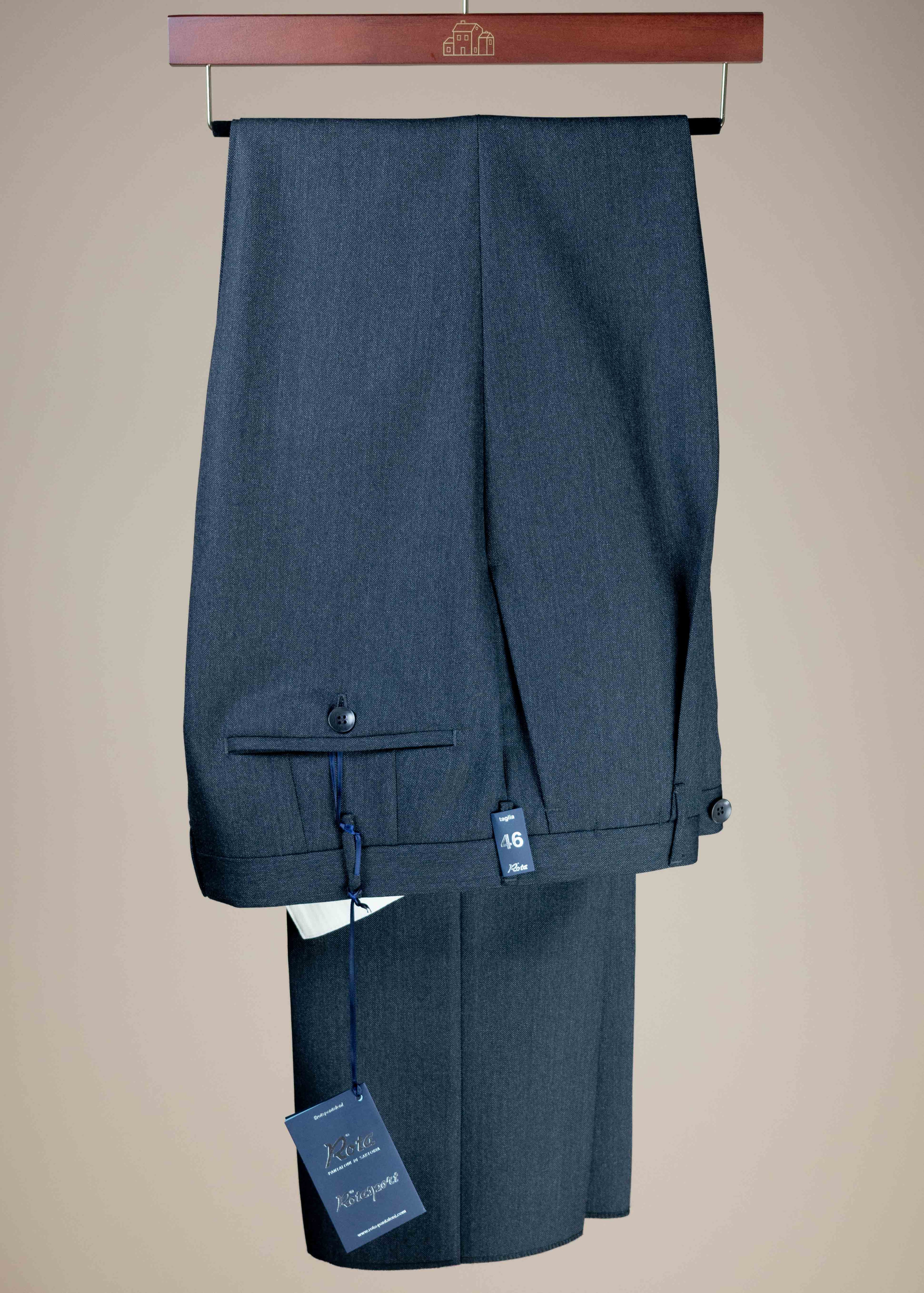 Pleated Dress Trouser - Dark Gray 3-Ply Wool