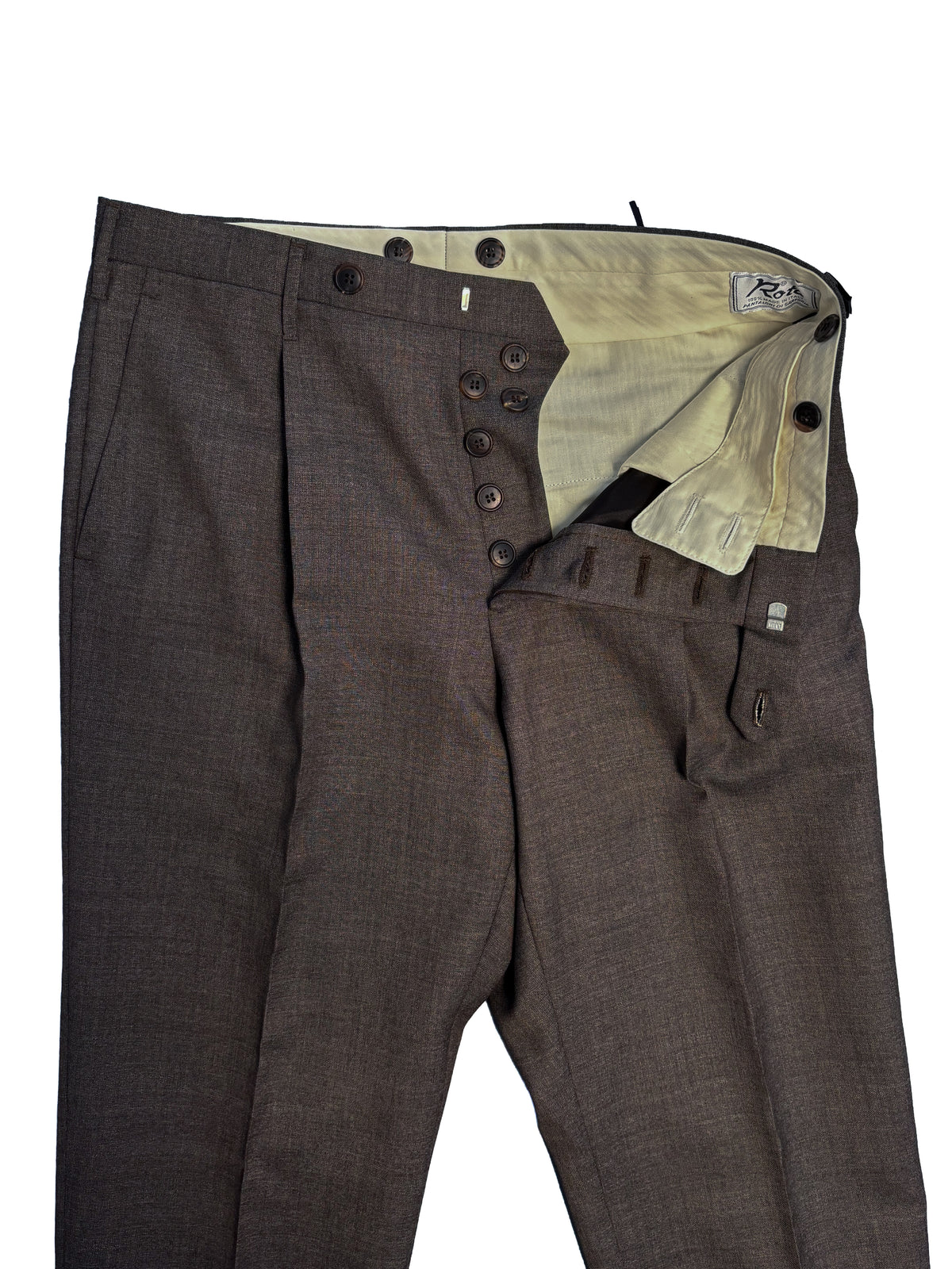 Pleated Dress Trouser - Brown 2-Ply Wool