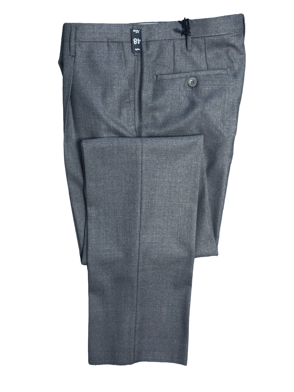 Pleated Dress Trouser - Light Gray Worsted Wool