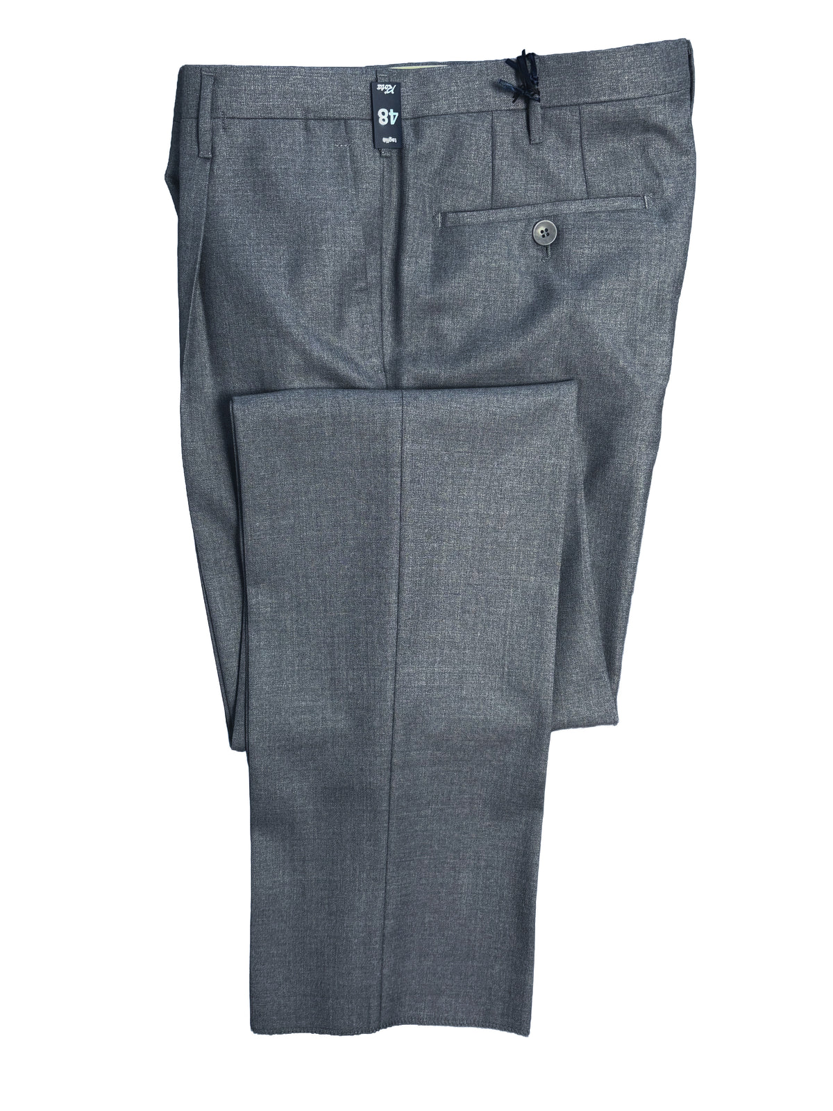 Pleated Dress Trouser - Light Gray Worsted Wool
