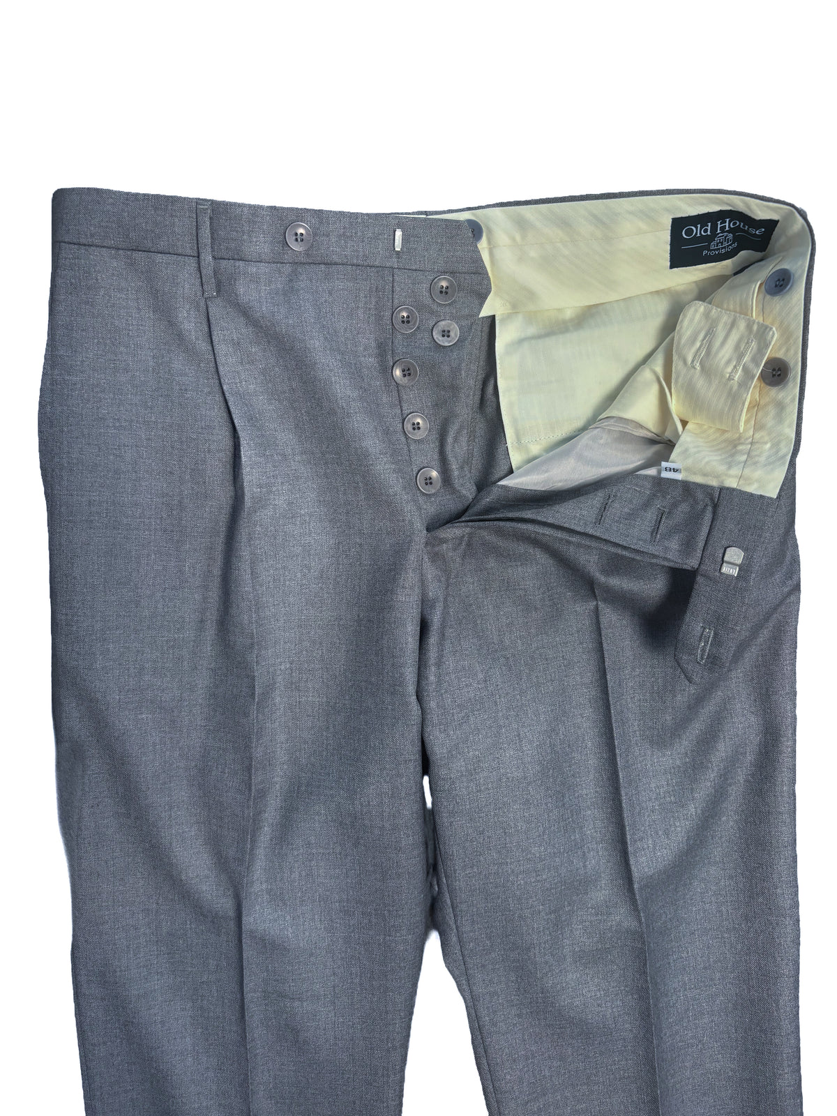 Pleated Dress Trouser - Light Gray Worsted Wool