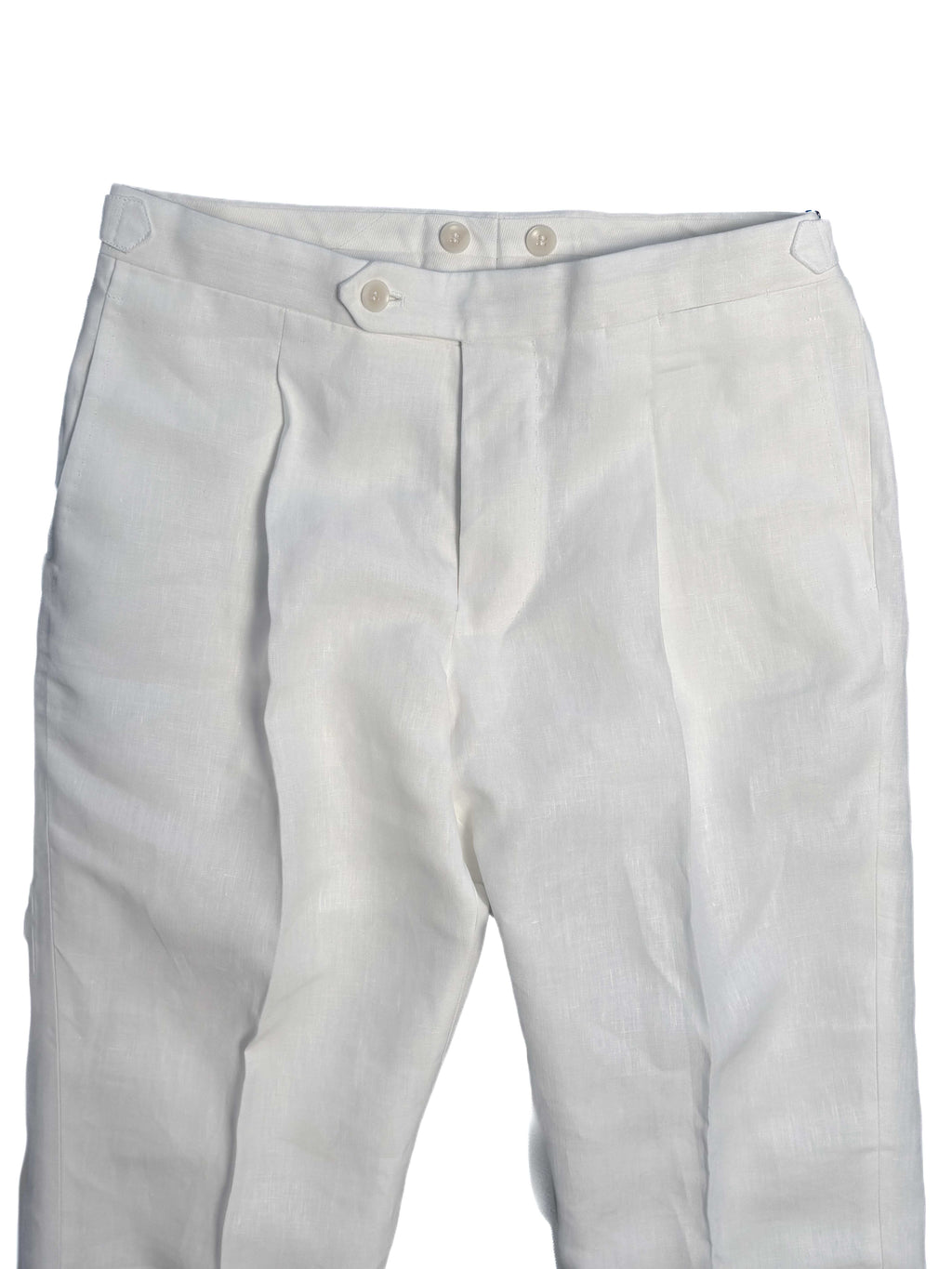 Pleated Dress Trouser - White Linen