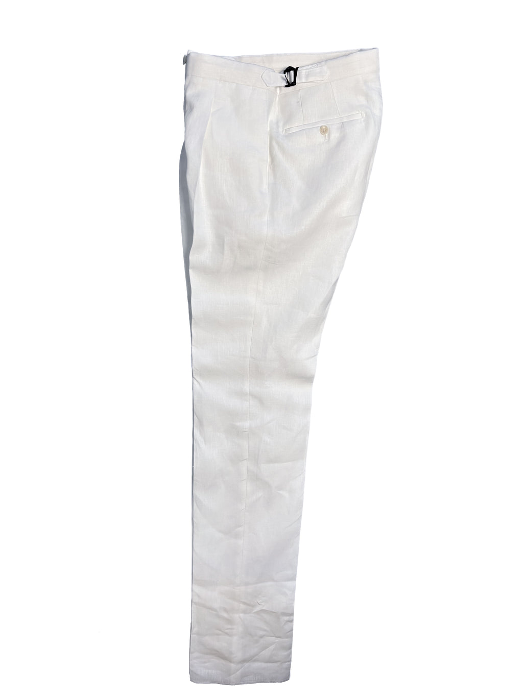 Pleated Dress Trouser - White Linen