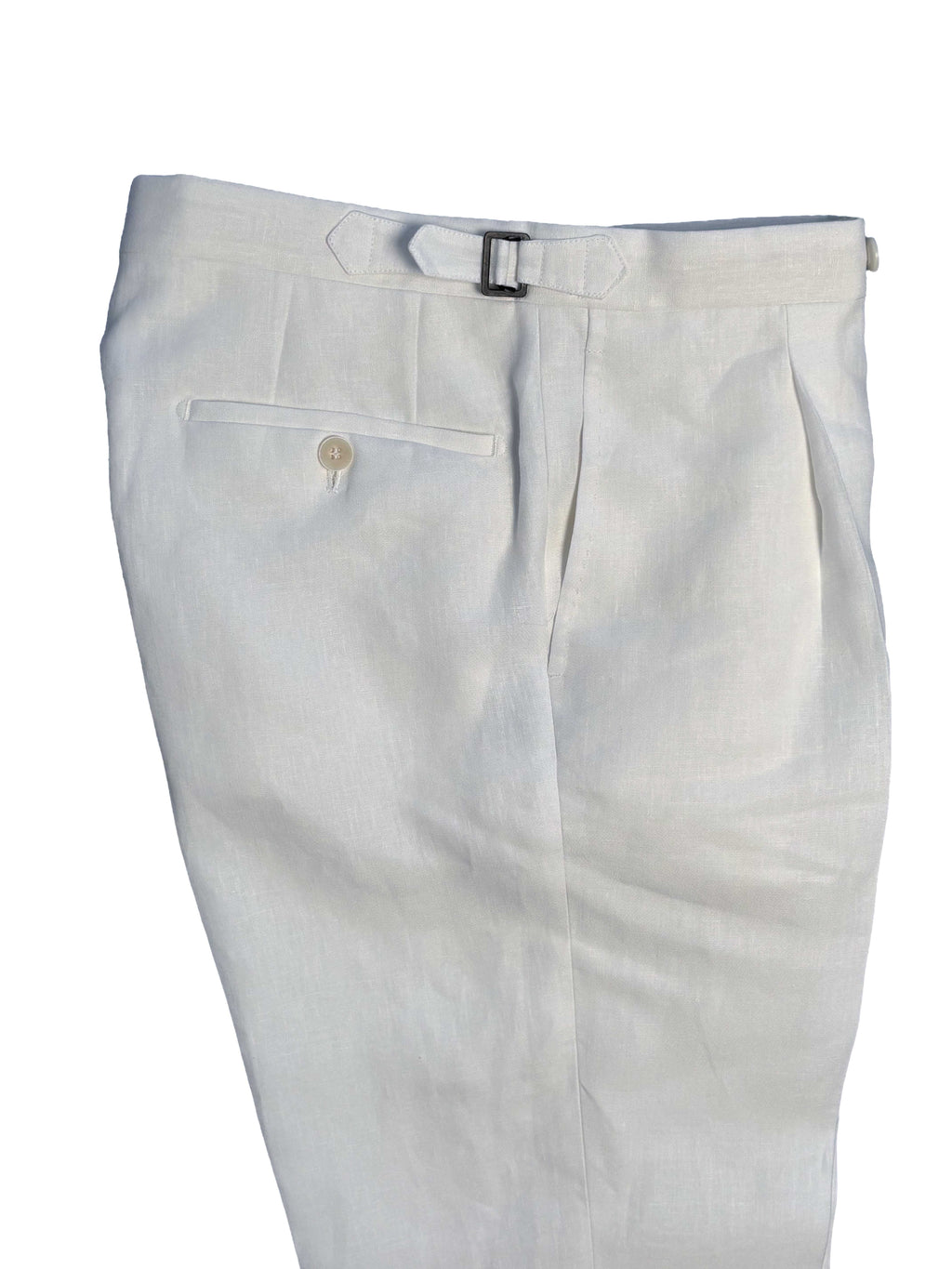 Pleated Dress Trouser - White Linen