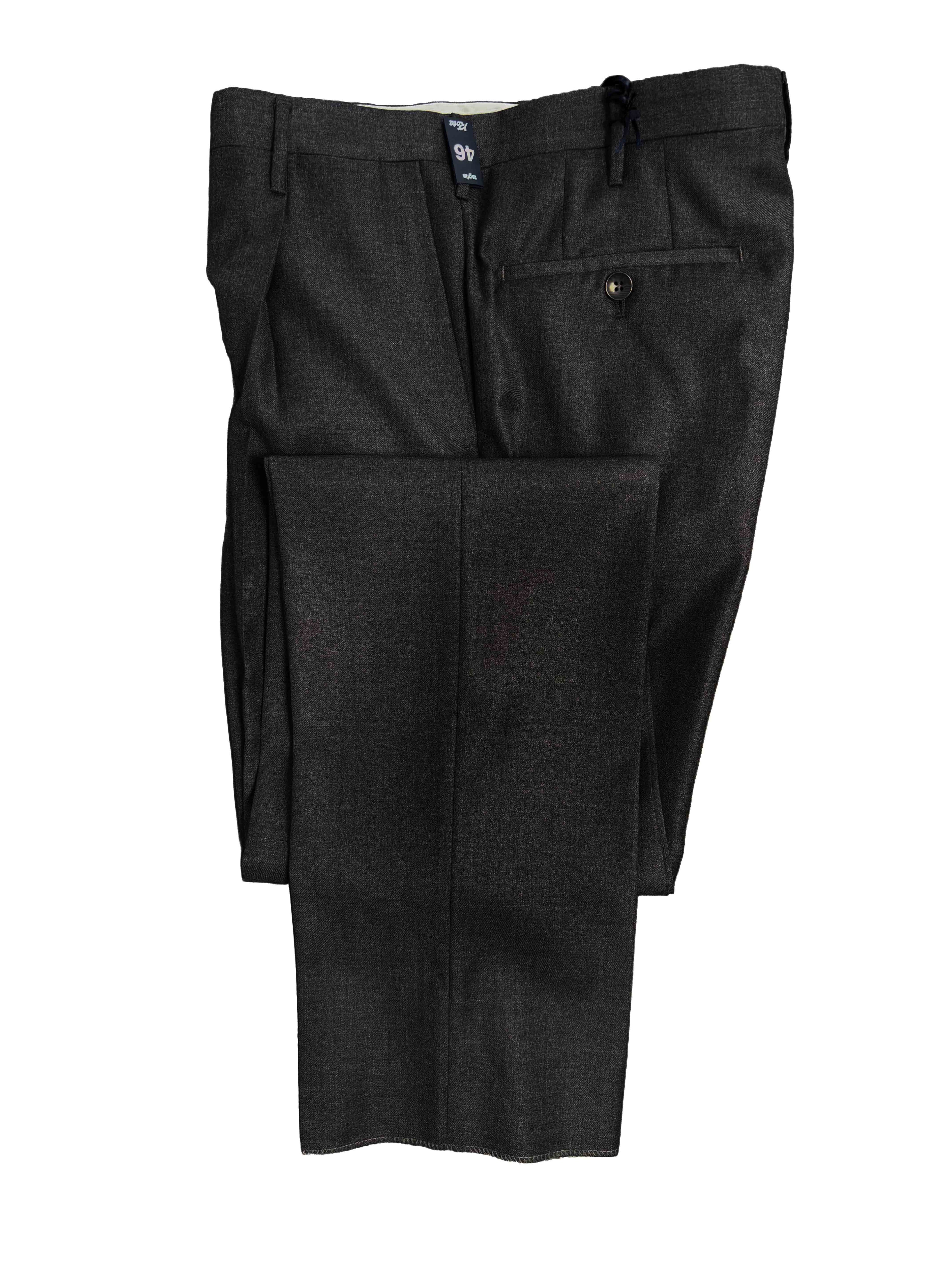 Pleated Dress Trouser - Charcoal Summer Worsted Wool