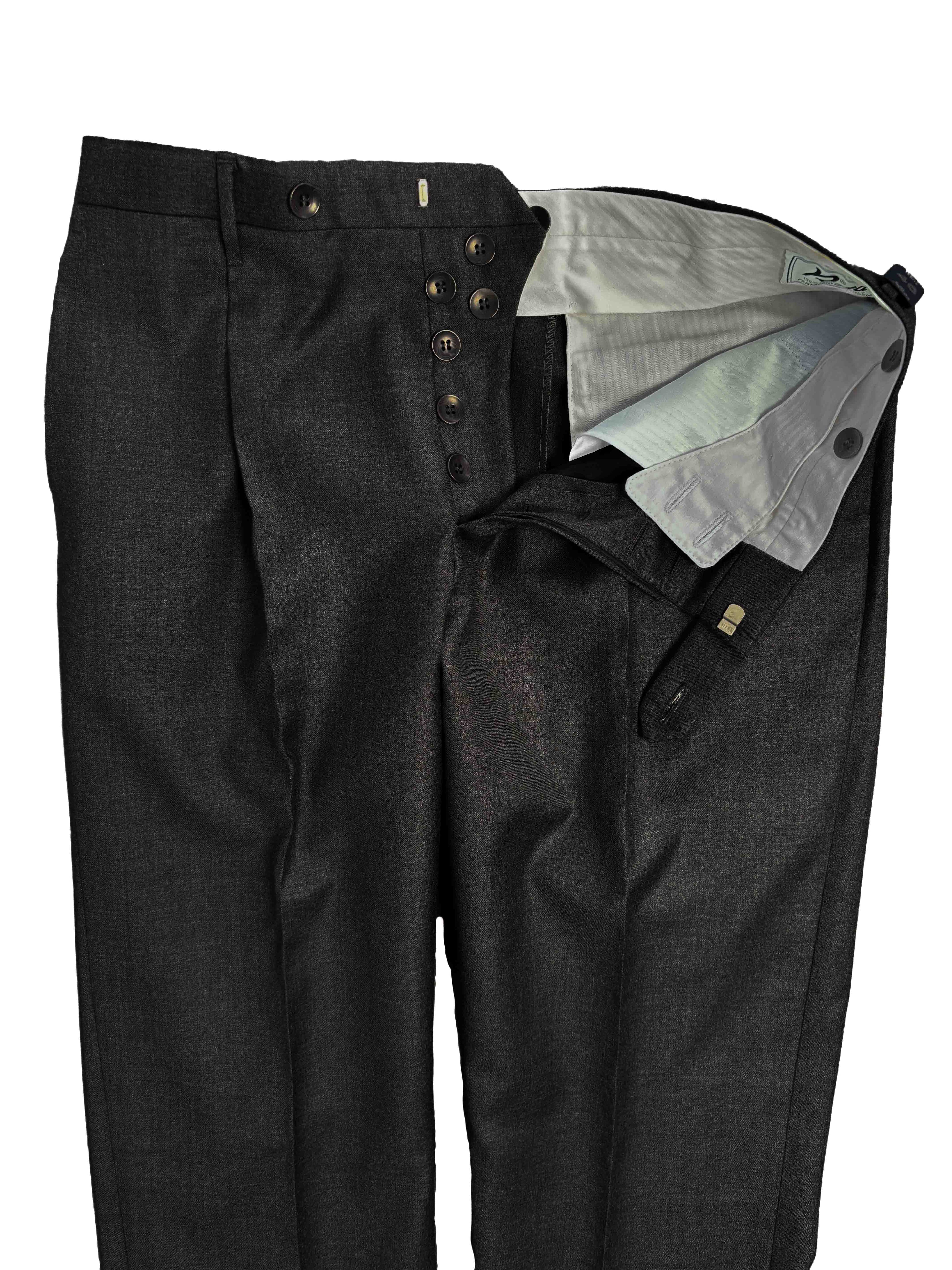 Pleated Dress Trouser - Charcoal Summer Worsted Wool