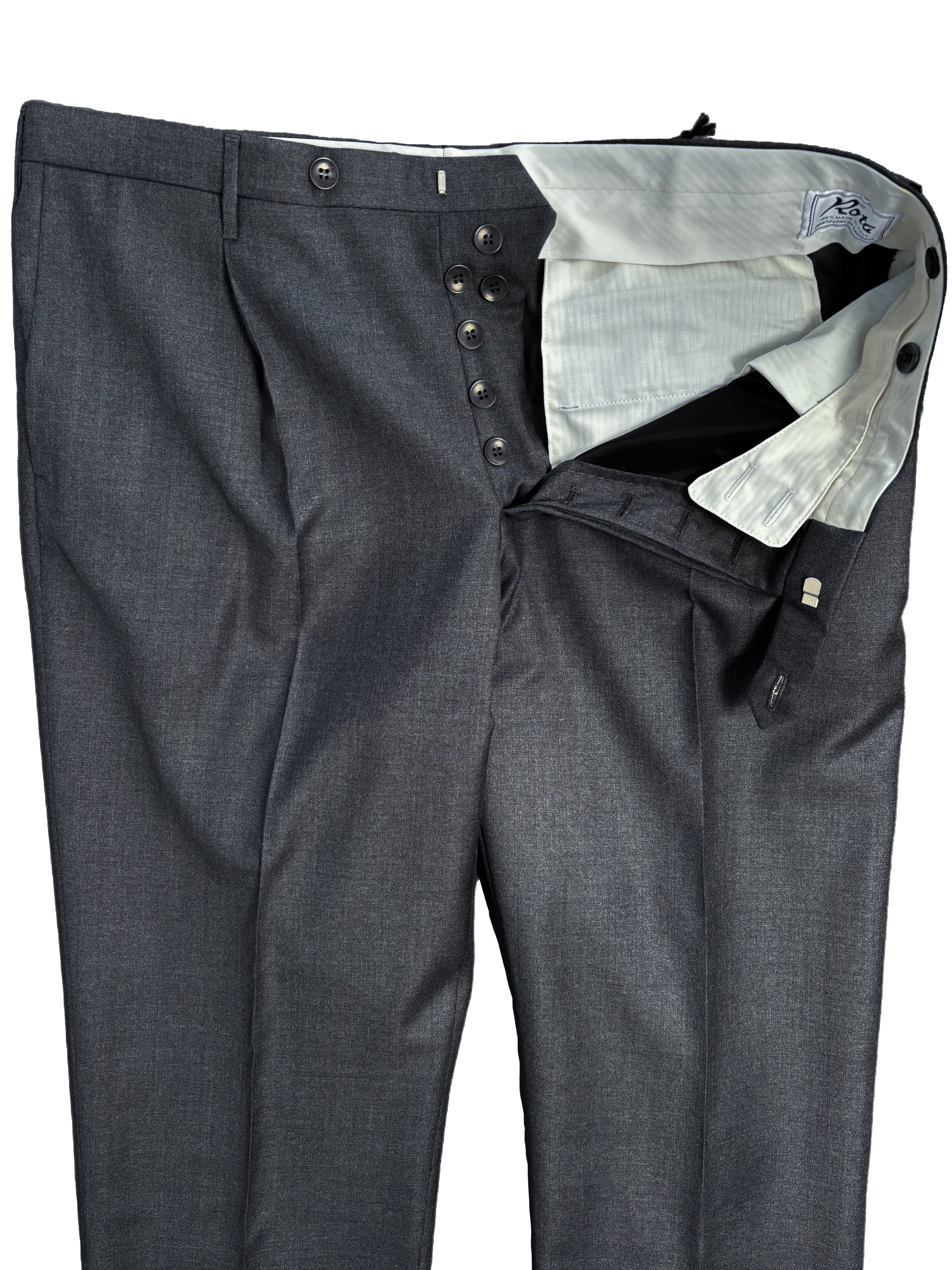 Pleated Dress Trouser - Mid-Gray Summer Worsted Wool