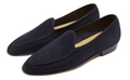 Baudoin and Lange Sagan rubber sole footwear in midnight navy suede, showcasing the stylish design and textured sole.