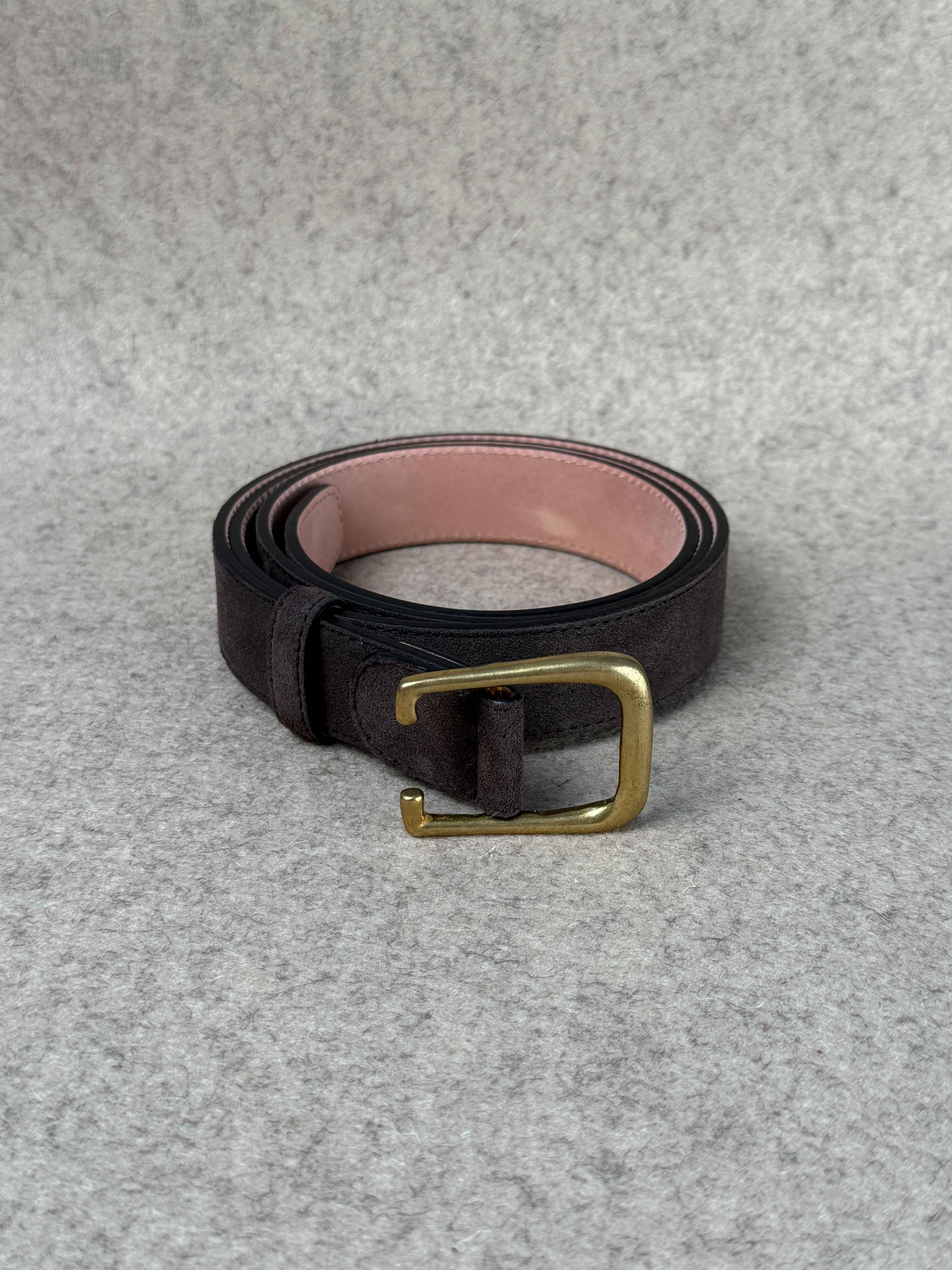 Brown suede Spur belt by Simonnot-Godard featuring a classic design with metal spur accents, ideal as stylish accessories.