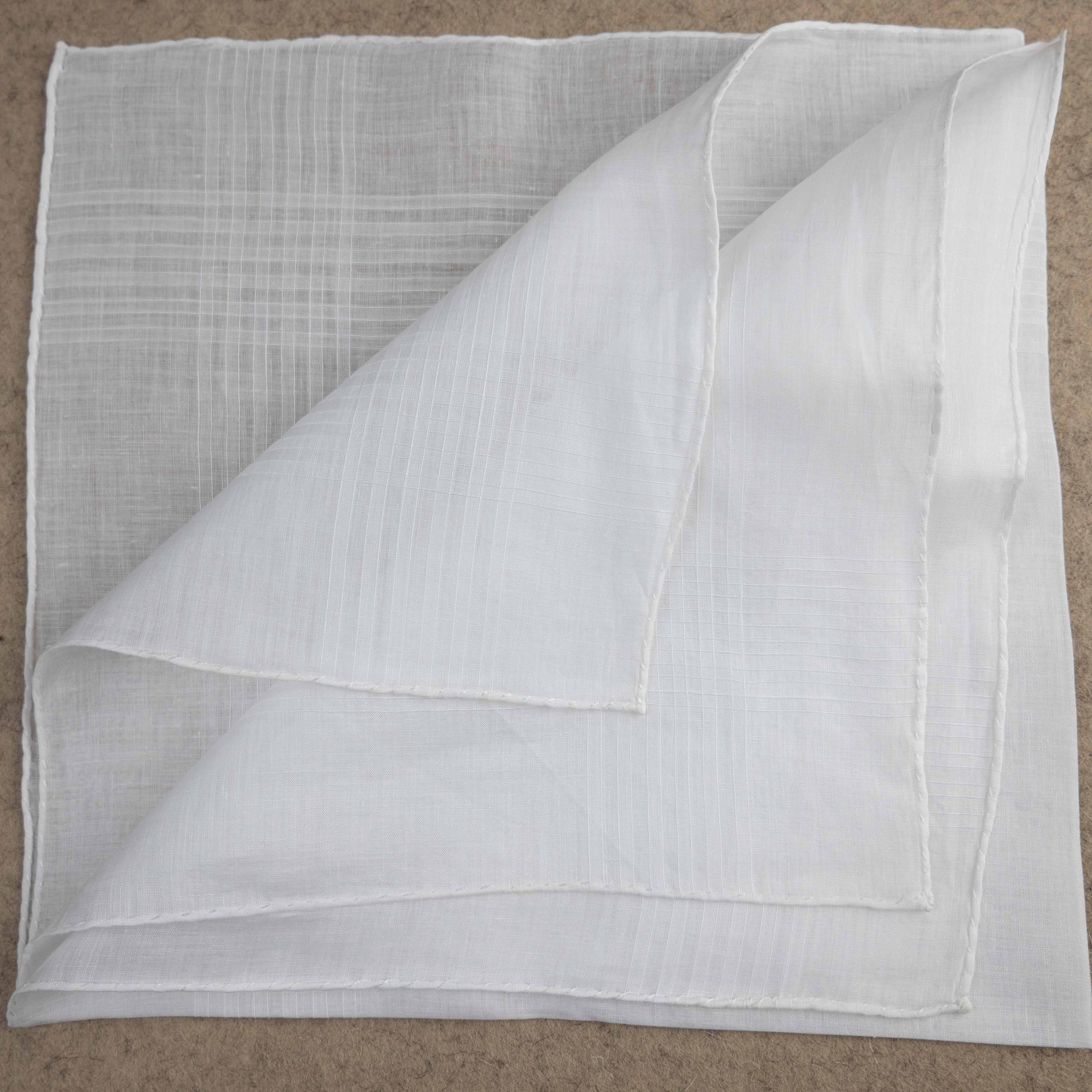 Amalfi Cotton Pocket Square - White/Gray