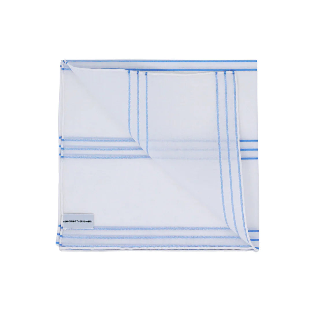 Siriusmini Pocket Square - White/Sky Blue