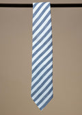 Striped Slub Silk Tie - Navy/White