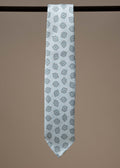 Silk Double Sided Motif Tie - White/Mint