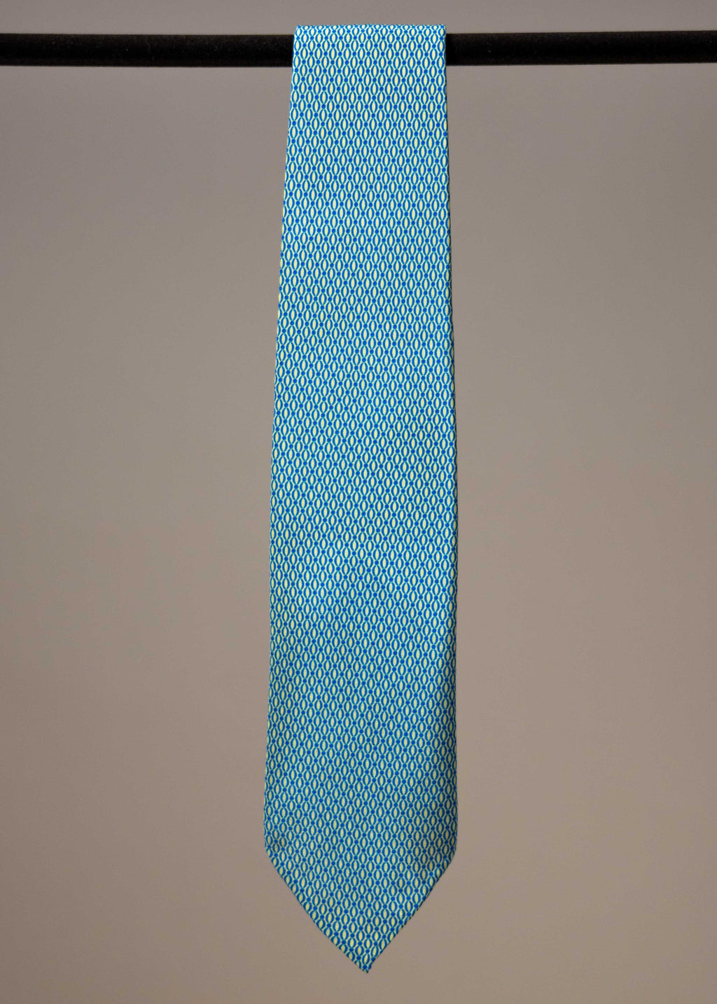 Silk Printed Tie - Blue/Lemon