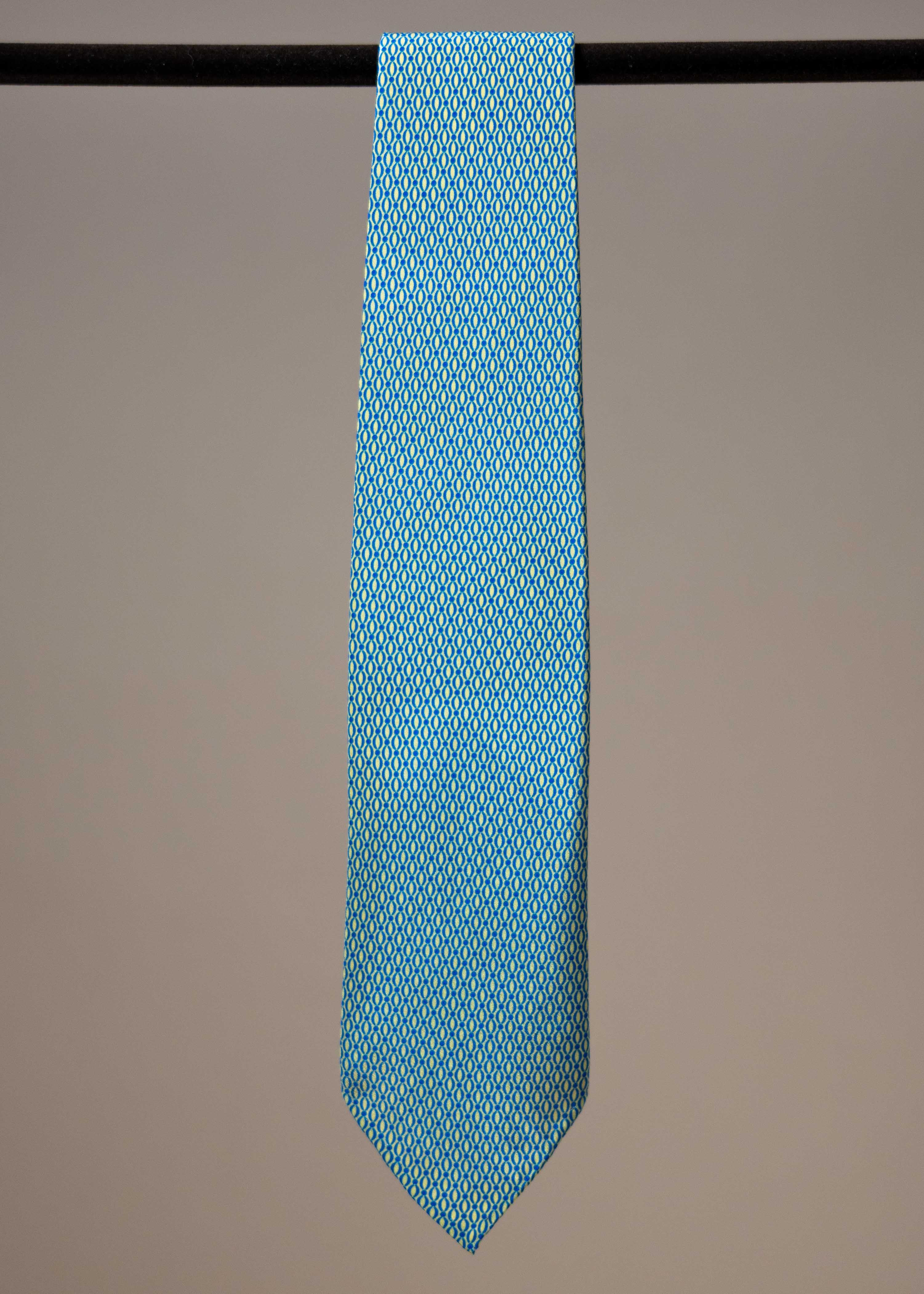 Silk Printed Tie - Blue/Lemon
