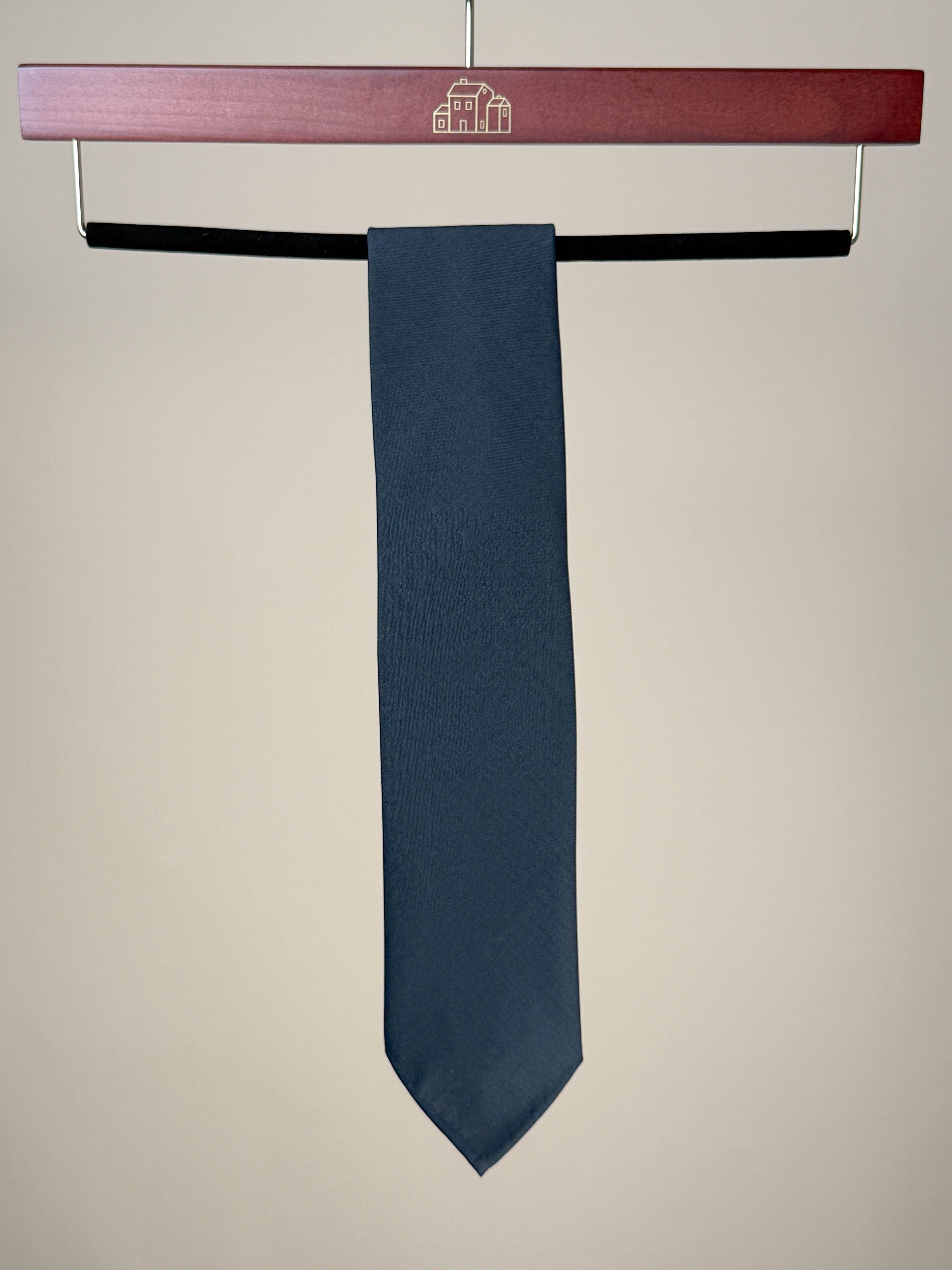 Wool Mohair Untipped Tie - Dark Navy