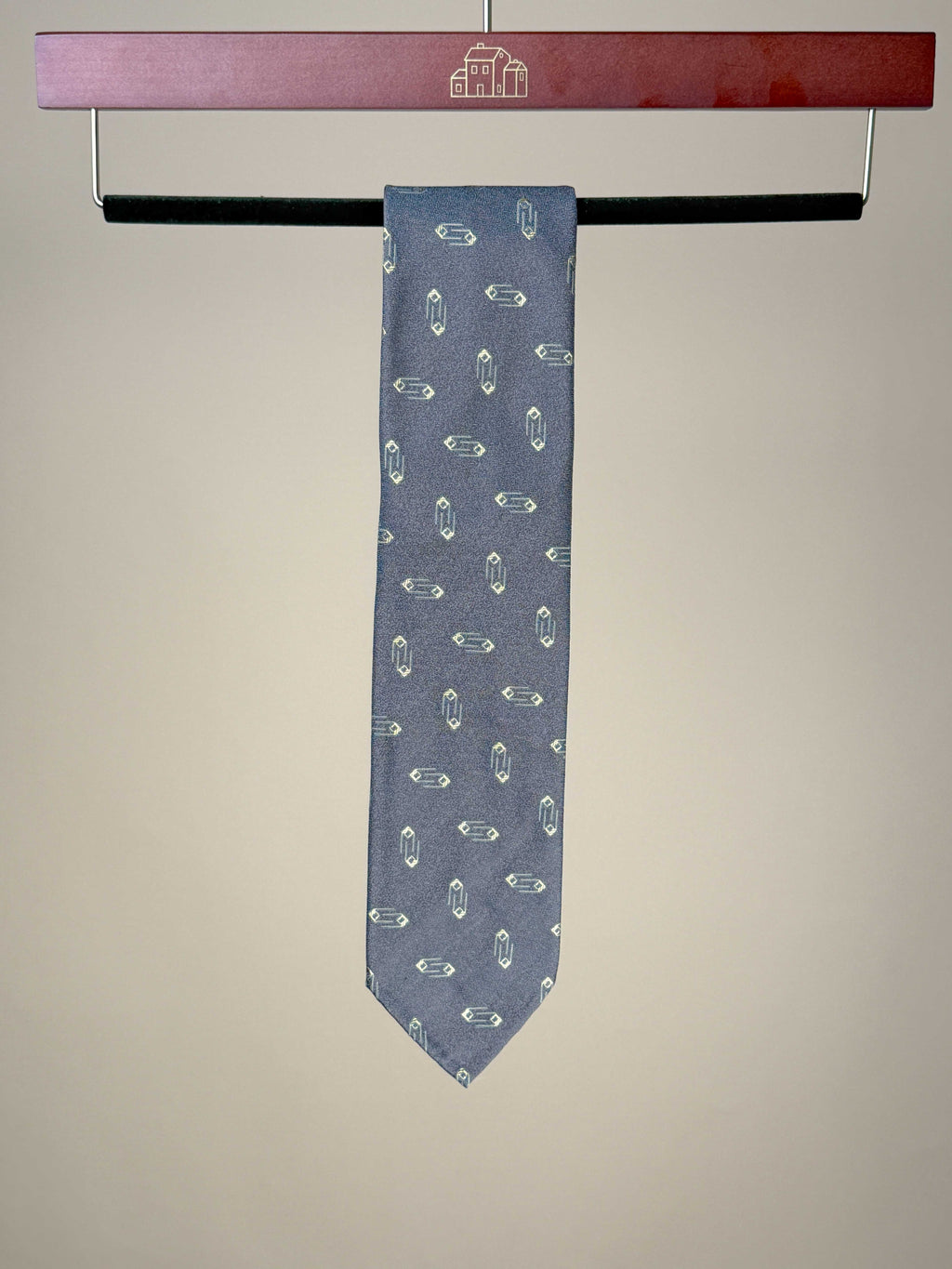 Crepe Silk Geometric Motif Untipped Tie - Brown/Yellow