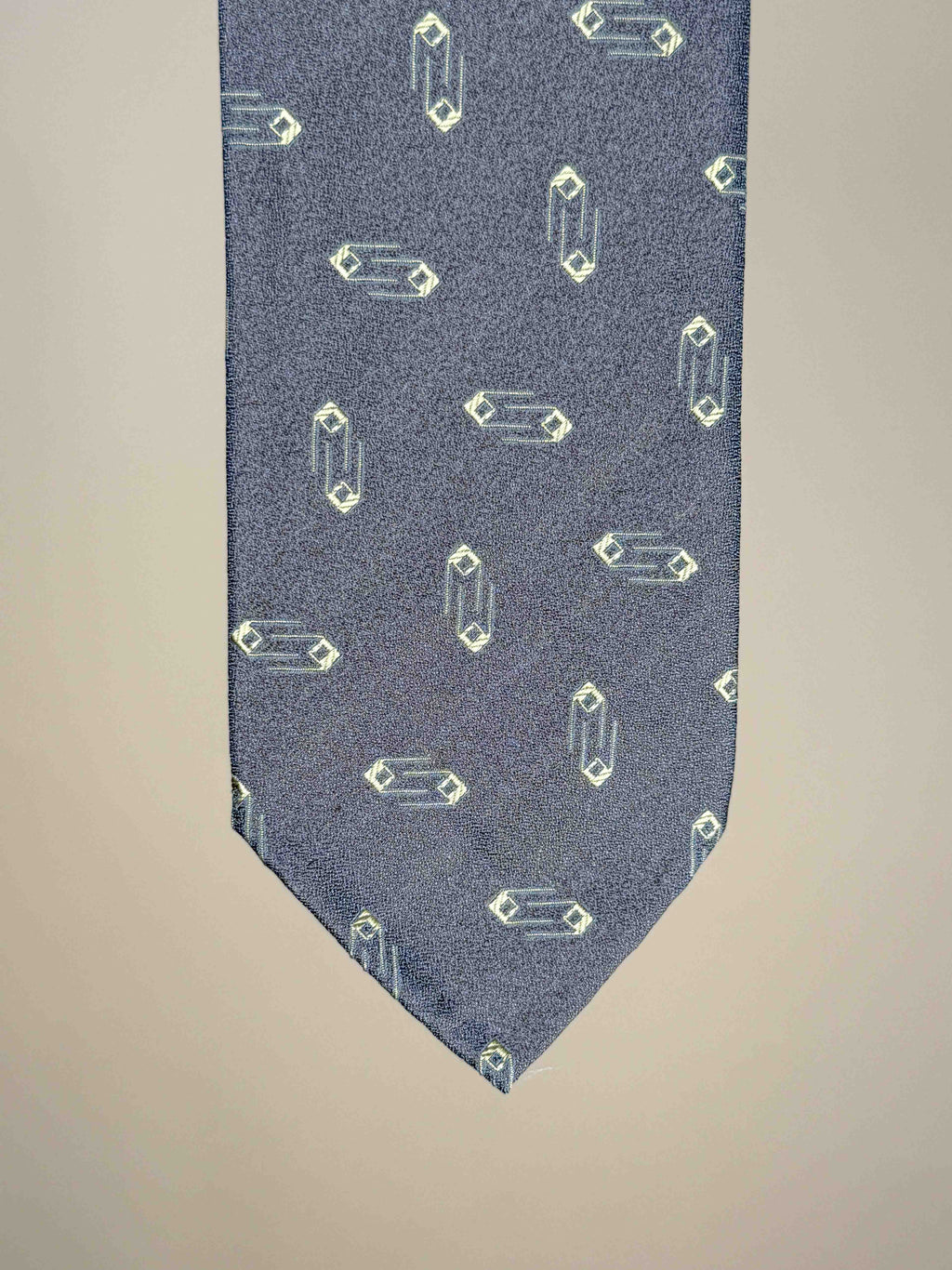 Crepe Silk Geometric Motif Untipped Tie - Brown/Yellow