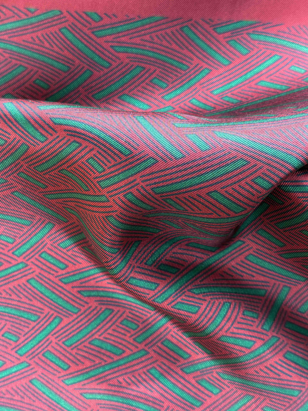 Weave Pattern Printed Silk Scarf - Red