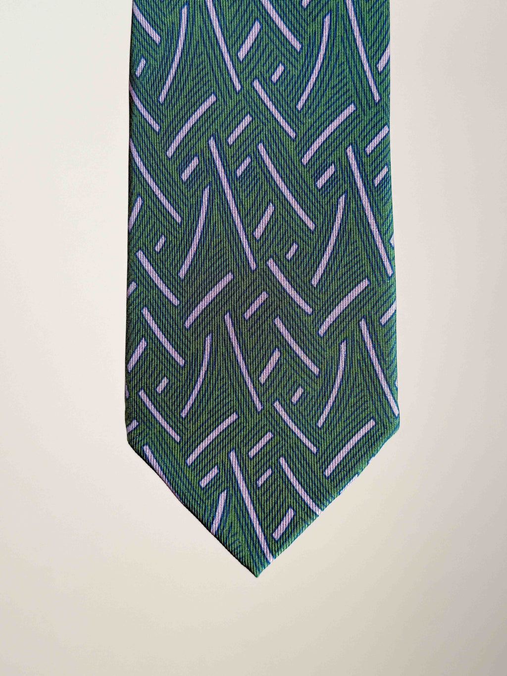 Weave Pattern Printed Silk Sevenfold Tie - Green