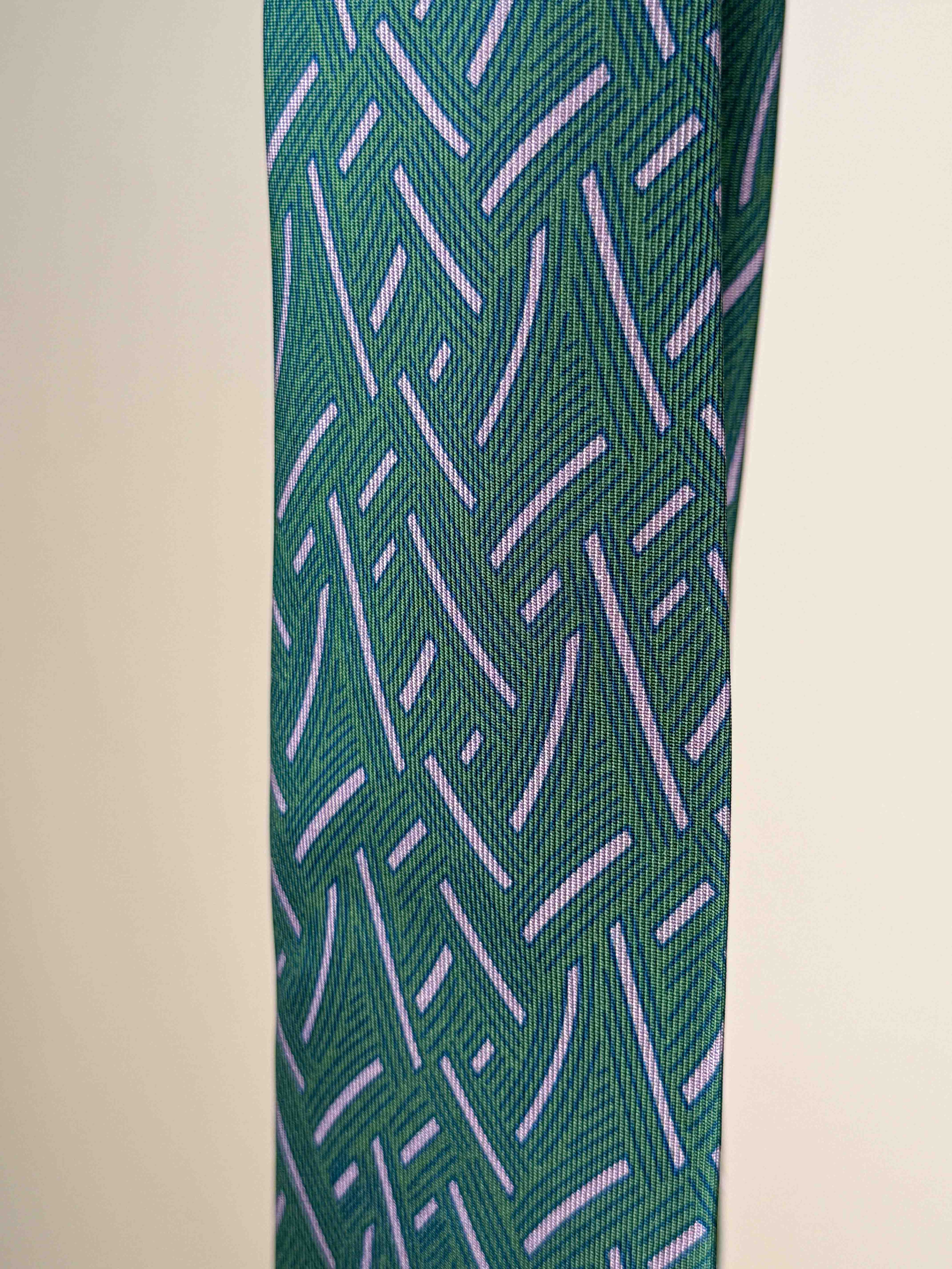 Weave Pattern Printed Silk Sevenfold Tie - Green