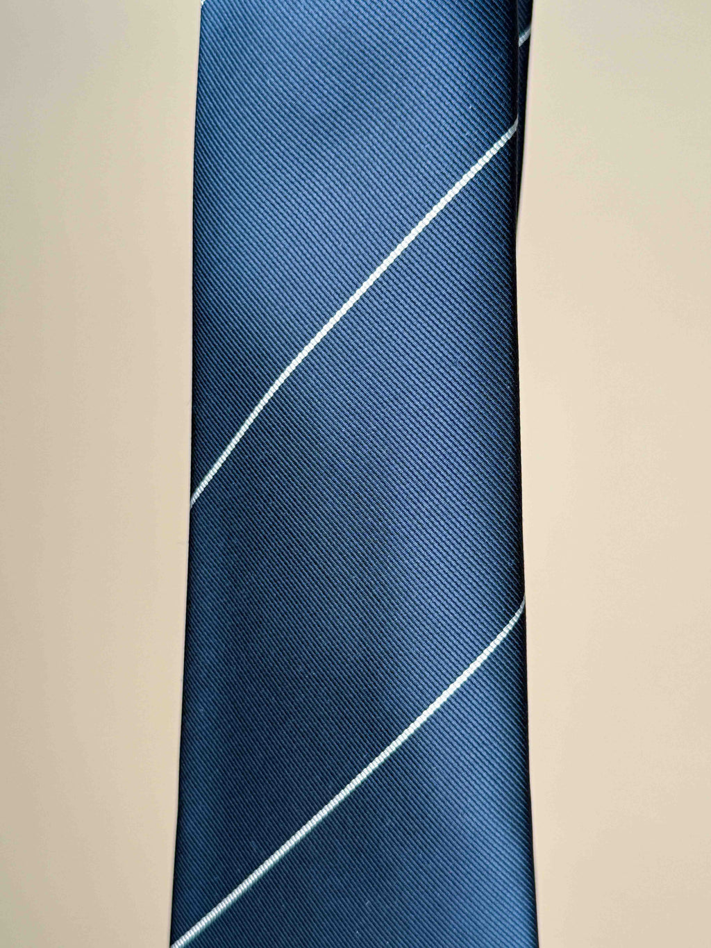 Pinstripe Silk Sevenfold Tie - Navy