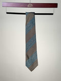 Wide Texture Stripe Silk Sevenfold Tie - Brown