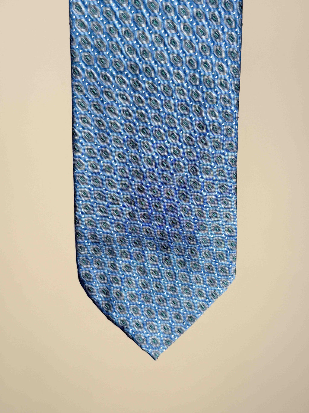 Crystal Pattern Silk Untipped Tie - Blue/Green
