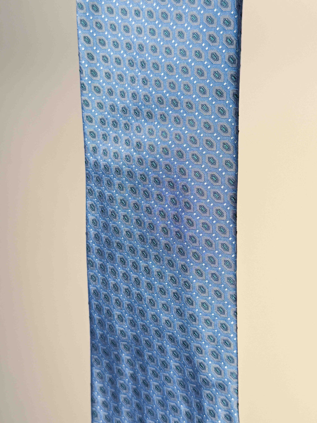 Crystal Pattern Silk Untipped Tie - Blue/Green