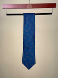 Arrow Motif Silk Tipped Tie - Blue/Orange