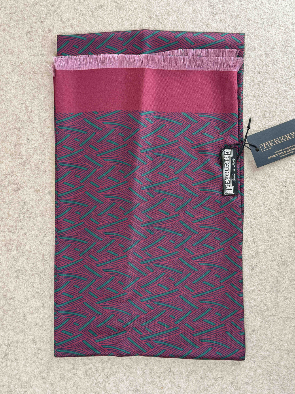 Weave Pattern Printed Silk Scarf - Red