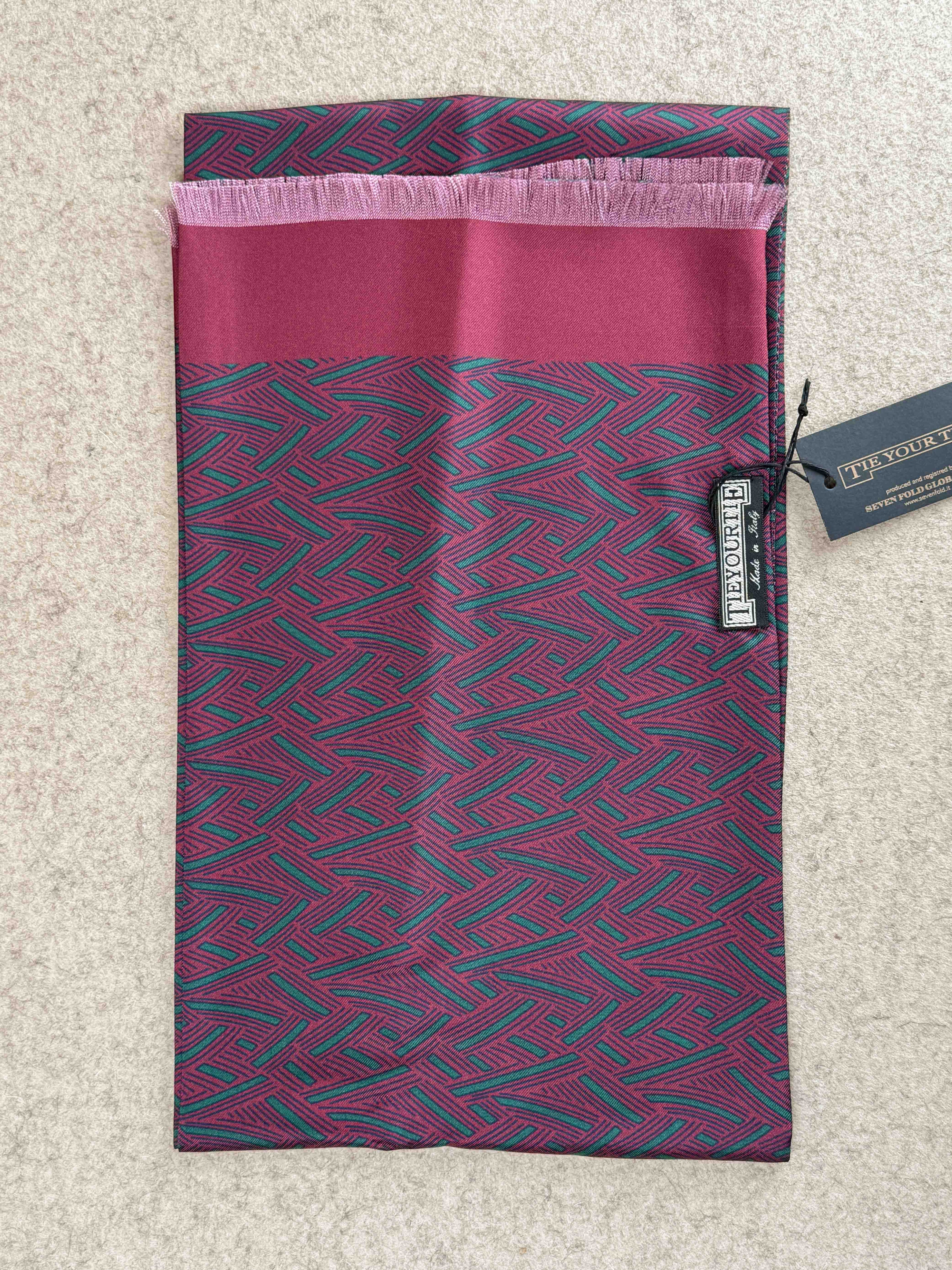 Weave Pattern Printed Silk Scarf - Red