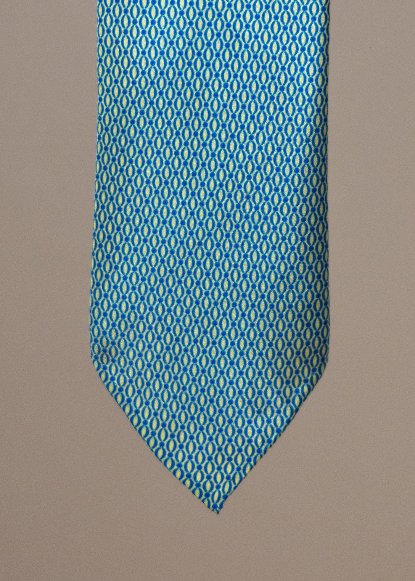 Silk Printed Tie - Blue/Lemon