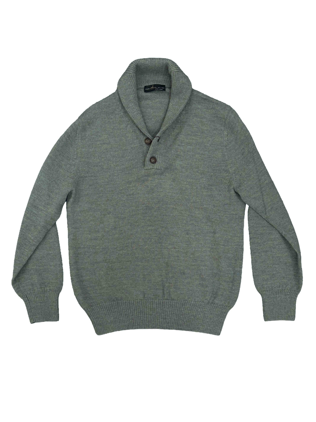 2-Button Royal Alpaca Shawl Collar Sweater - Sky Grey Heather