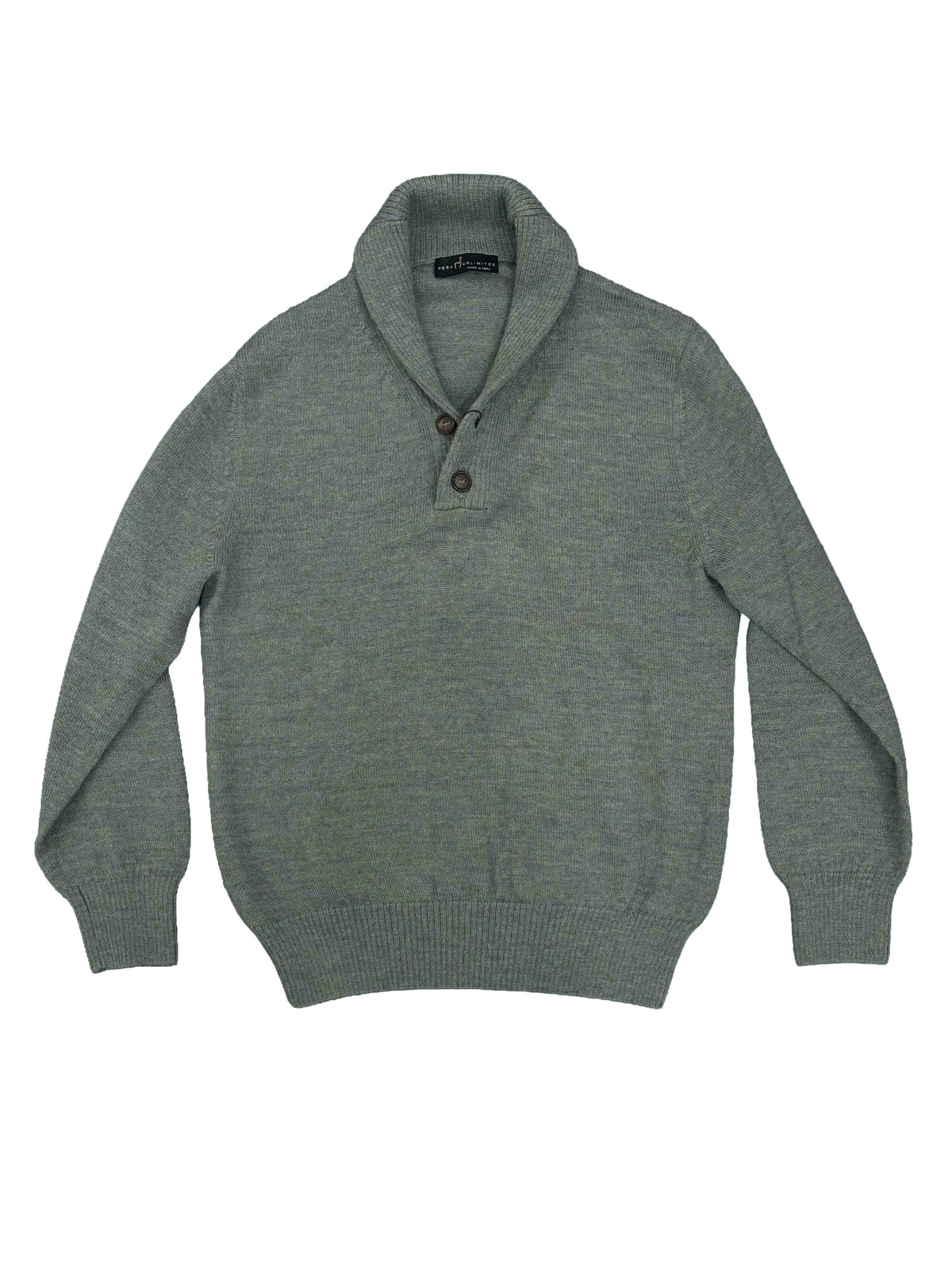 2-Button Royal Alpaca Shawl Collar Sweater - Sky Grey Heather