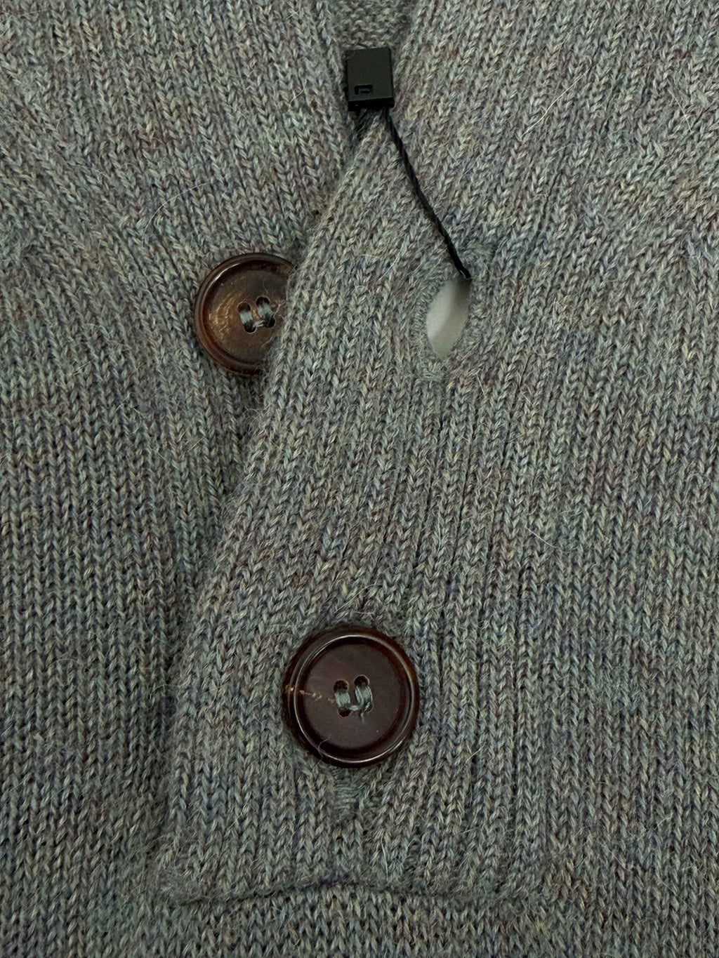 2-Button Royal Alpaca Shawl Collar Sweater - Sky Grey Heather