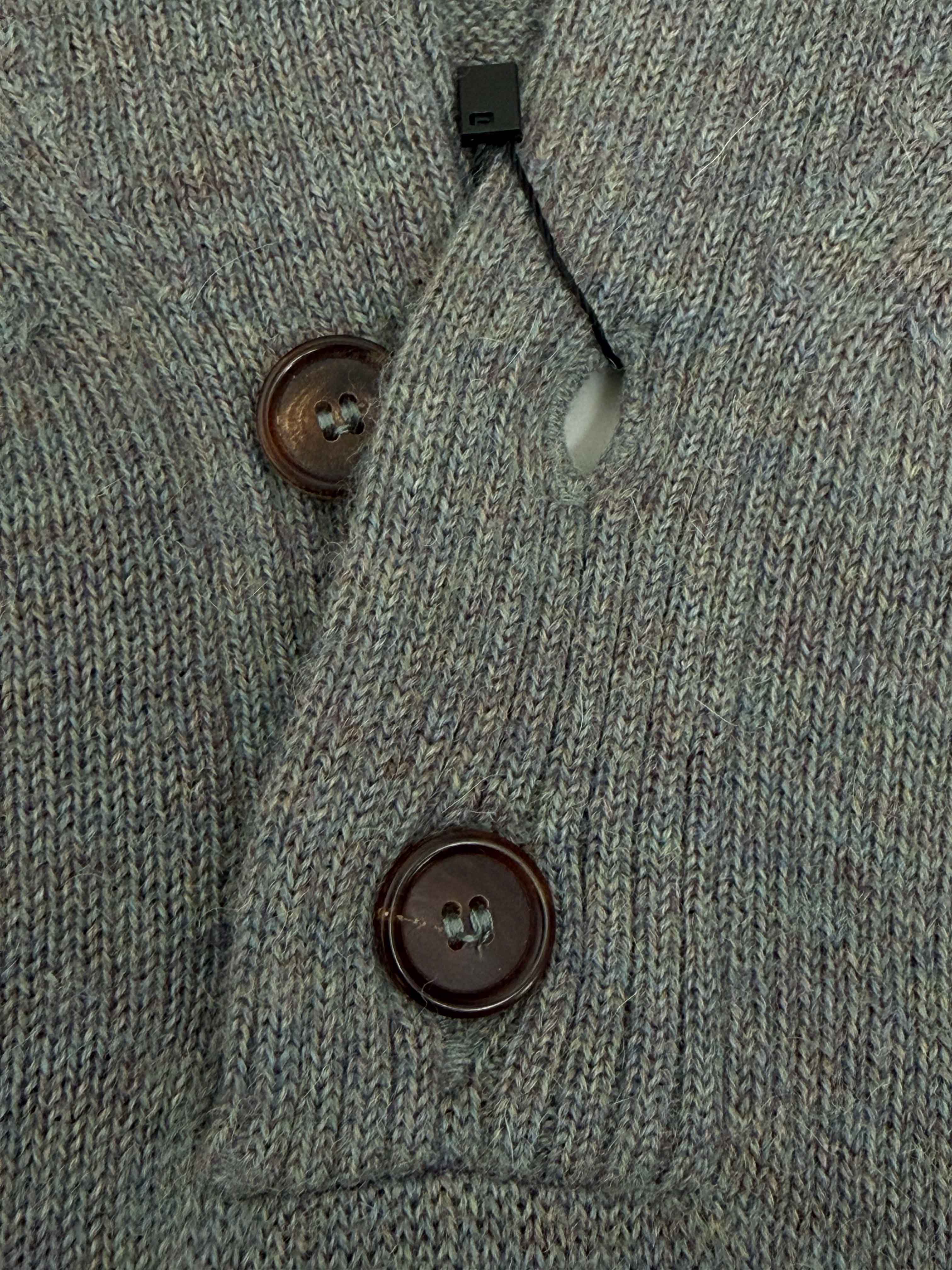 2-Button Royal Alpaca Shawl Collar Sweater - Sky Grey Heather